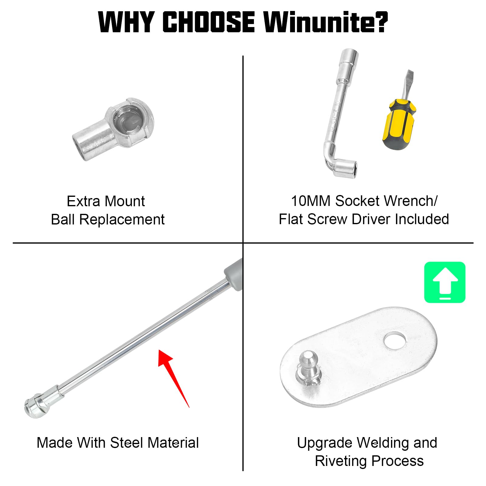 Winunite Tailgate Assist Shock for 2015-2023 F150 - Gray Color, Easy Down, All Tools Included