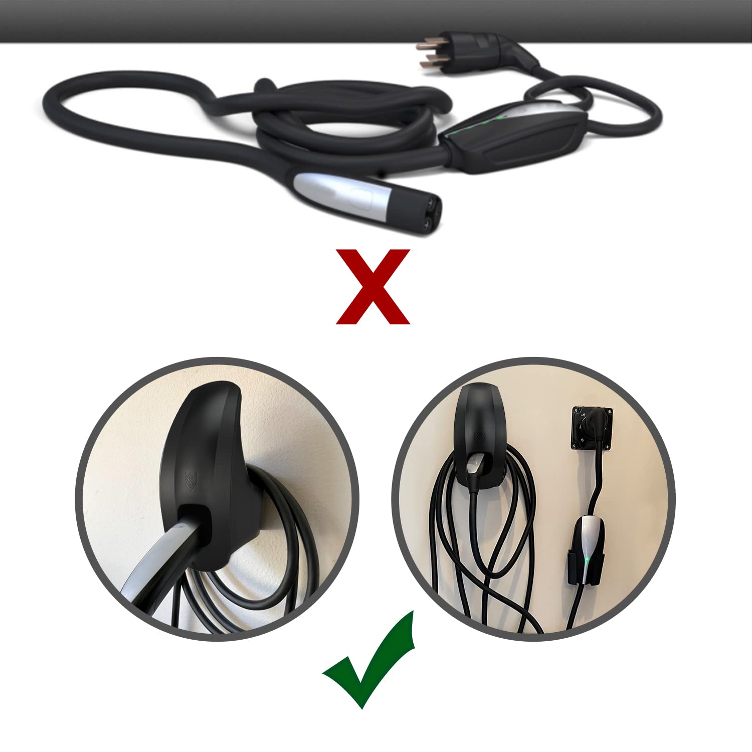 SEVEN SPARTA Tesla Charger Cable Organizer Holder with Bracket - Model 5864304163, Black