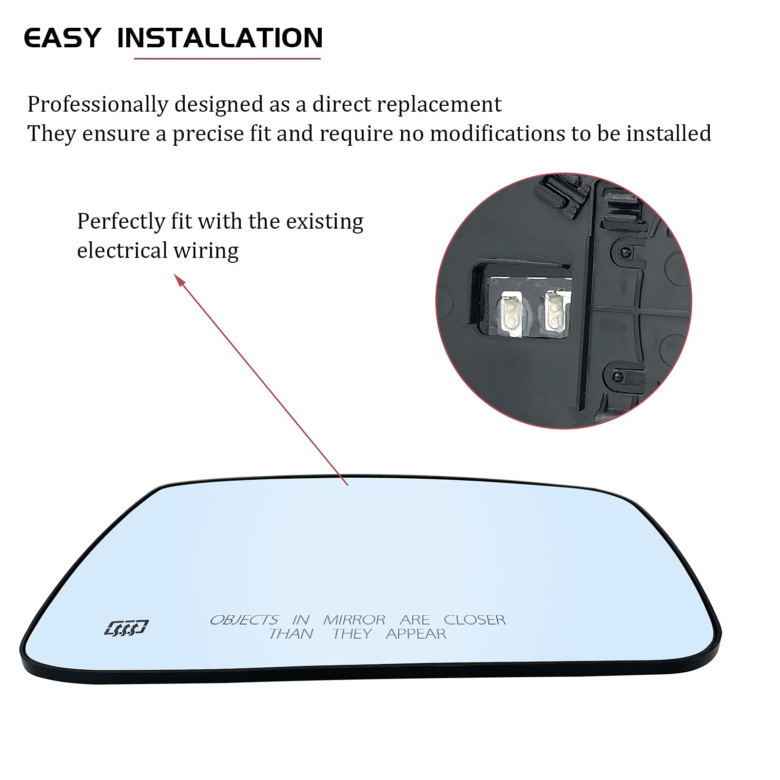 Passenger Right Side Heated Mirror Glass Replacement For 2009-2018 Dodge Ram 1500 2500 - Side View Heated Convex Mirror Glass Wi