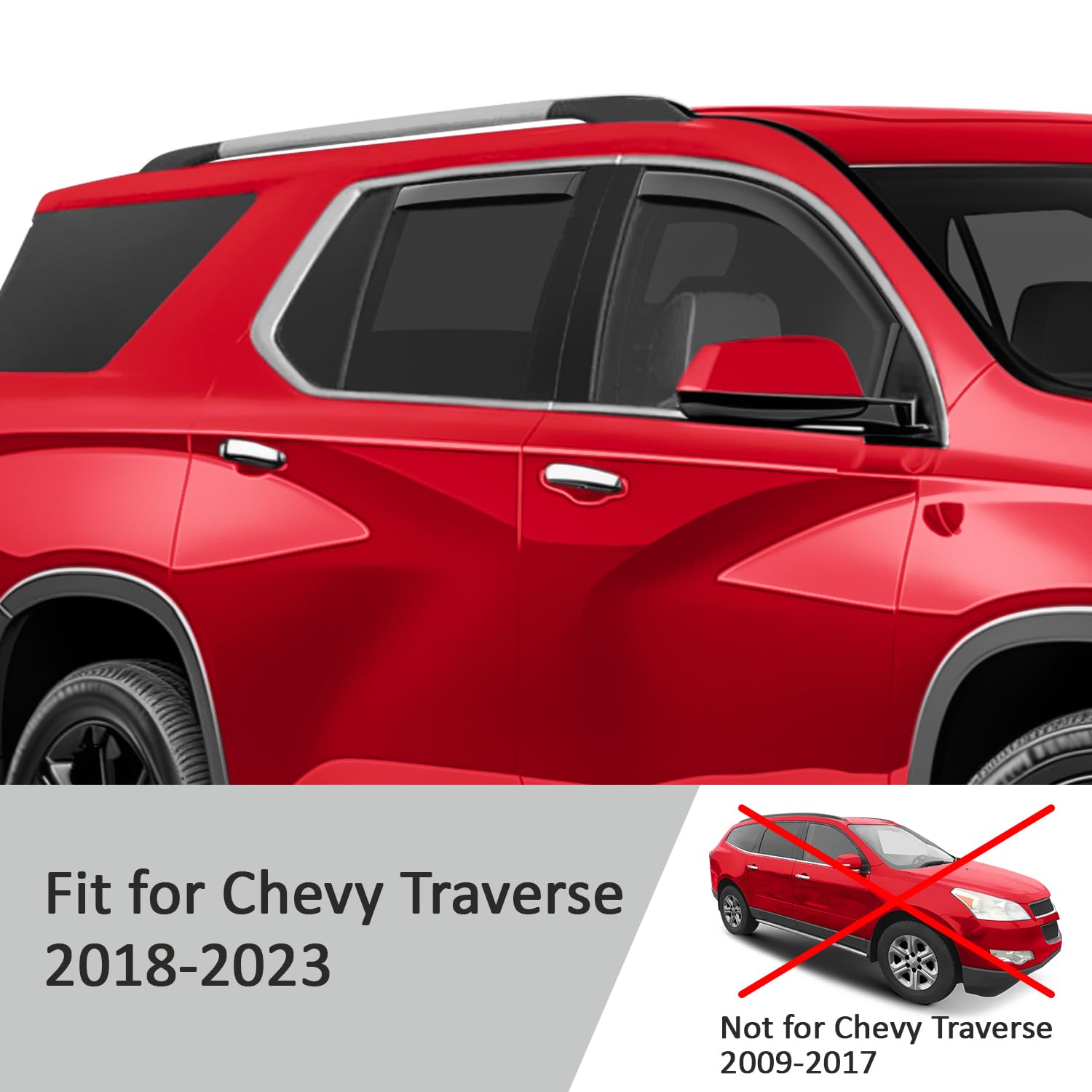 Voron Glass In-Channel Extra Durable Rain Guards For Chevrolet (Chevy) Traverse 2018-2023, Window Deflectors, Vent Window Visors
