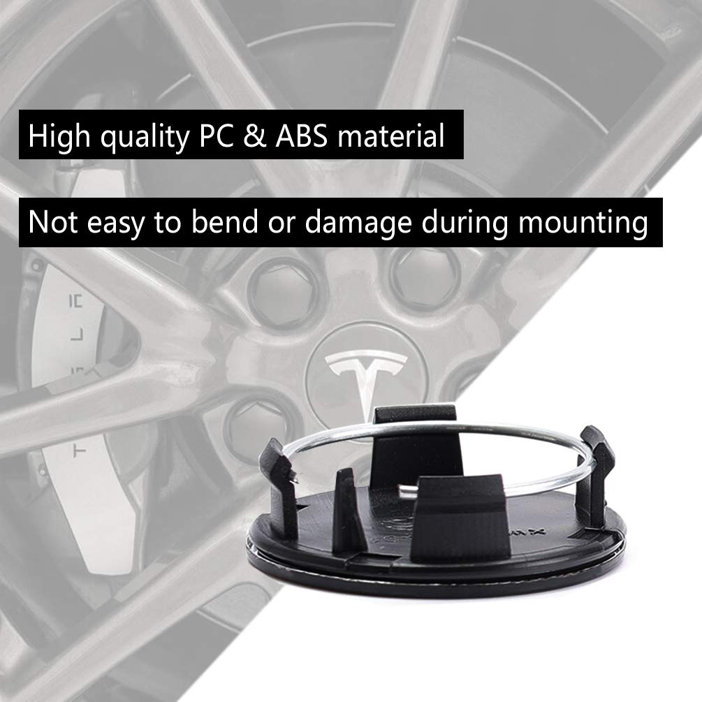 Roccs Compatible With Model 3 S X Set Aero Wheel Cap Kit, Center Logo Emblem Modification Hub Cover W Hub Nut Cap Lug Nut Cover,