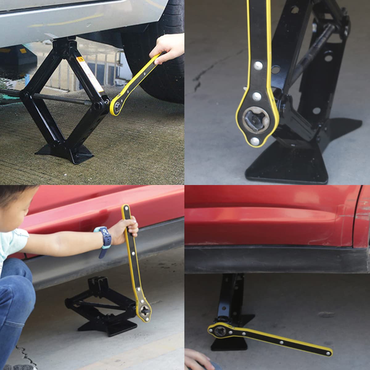 Car Jack Wrench, 360° Swivel Labor-Saving Car Jack Ratchet Wrench With Long Handle, Scissor Jack Lift Speed Handle Tool For Travel, Van, Suv And Other Vehicles