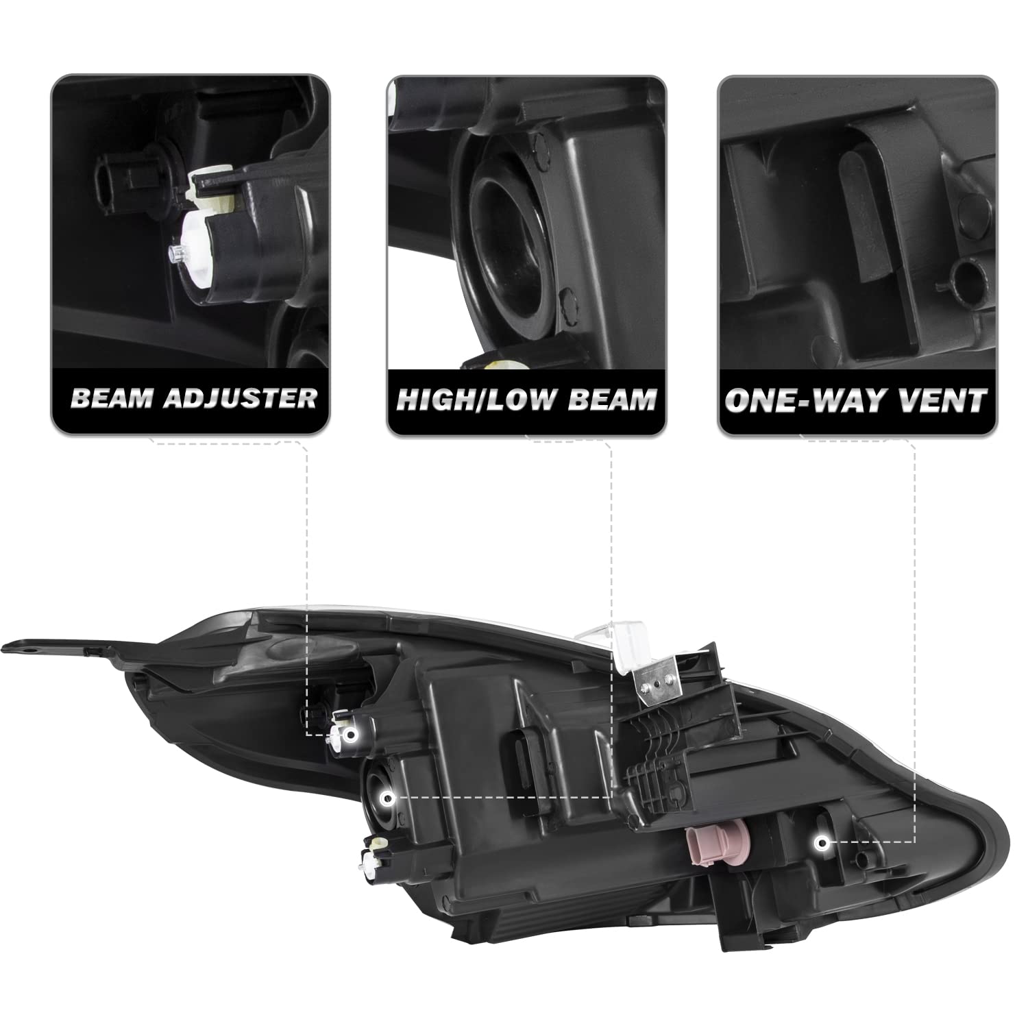 SOCKIR Headlight Assembly for 2015-2019 Nissan Versa - OEM Halogen Replacement - Driver Left Side - Without Bulbs