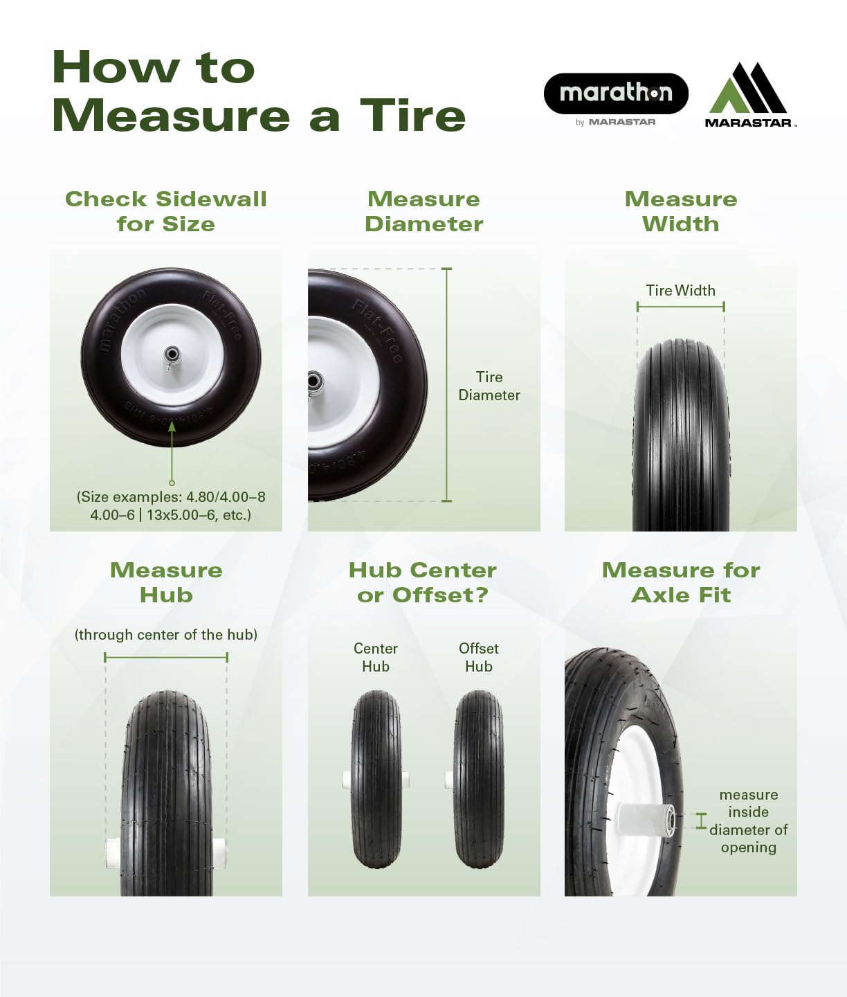 Marathon 2 Pack Flat Free 20" Replacement Tire Assembly for Rubbermaid Big Wheel Carts, Black, Plastic, Model 92010