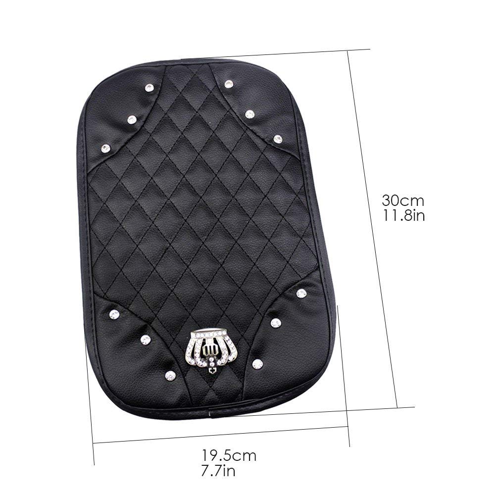 Diamond Center Console Cover Bling Arm Rest Cover For Car Armrest Cover Women Girl 7.5' X 11',Black