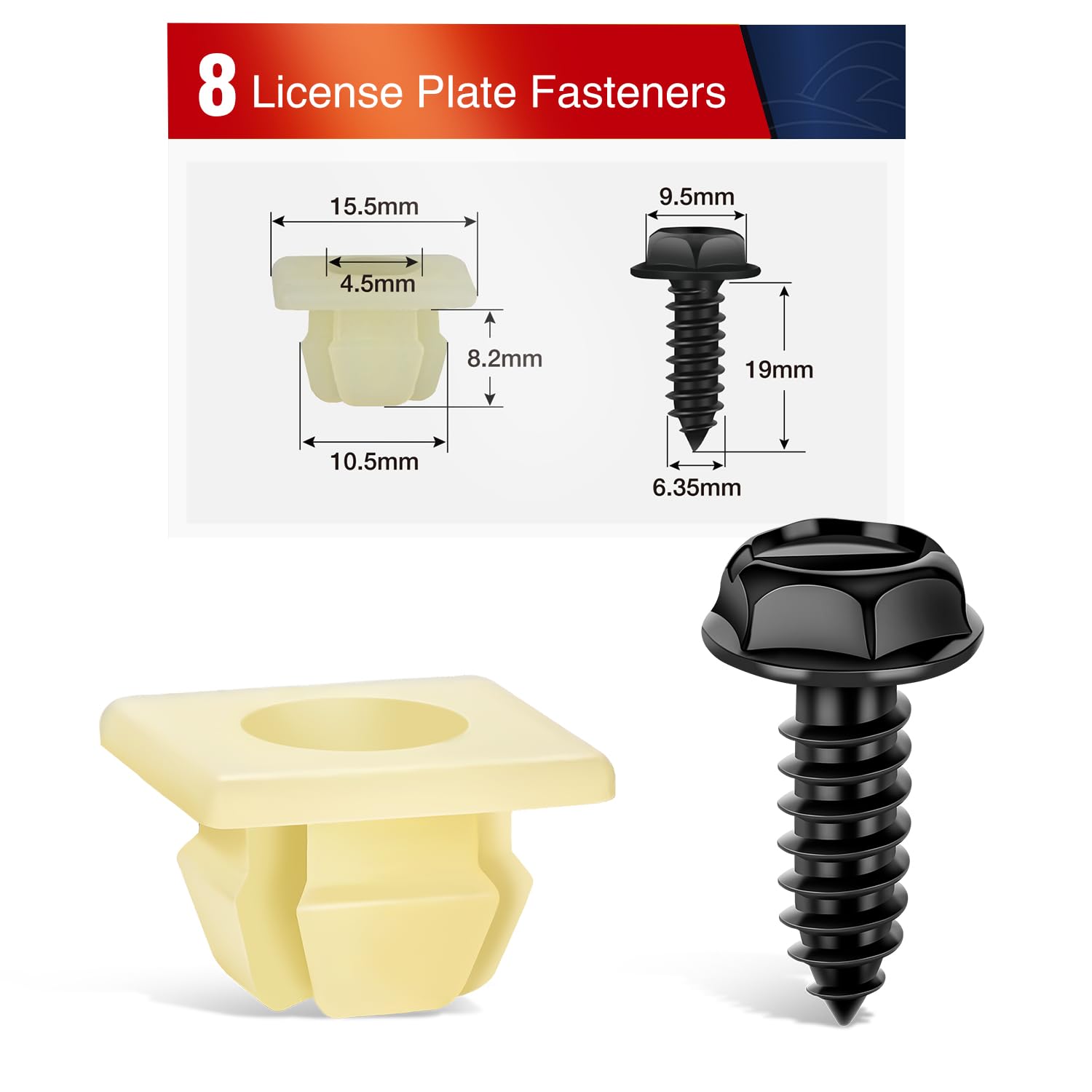 Nilight License Plate Screw Kit For Fastening Front And Back License Plates On Cars, Suvs, And Trucks Black Zinc Plated Rust-Pro