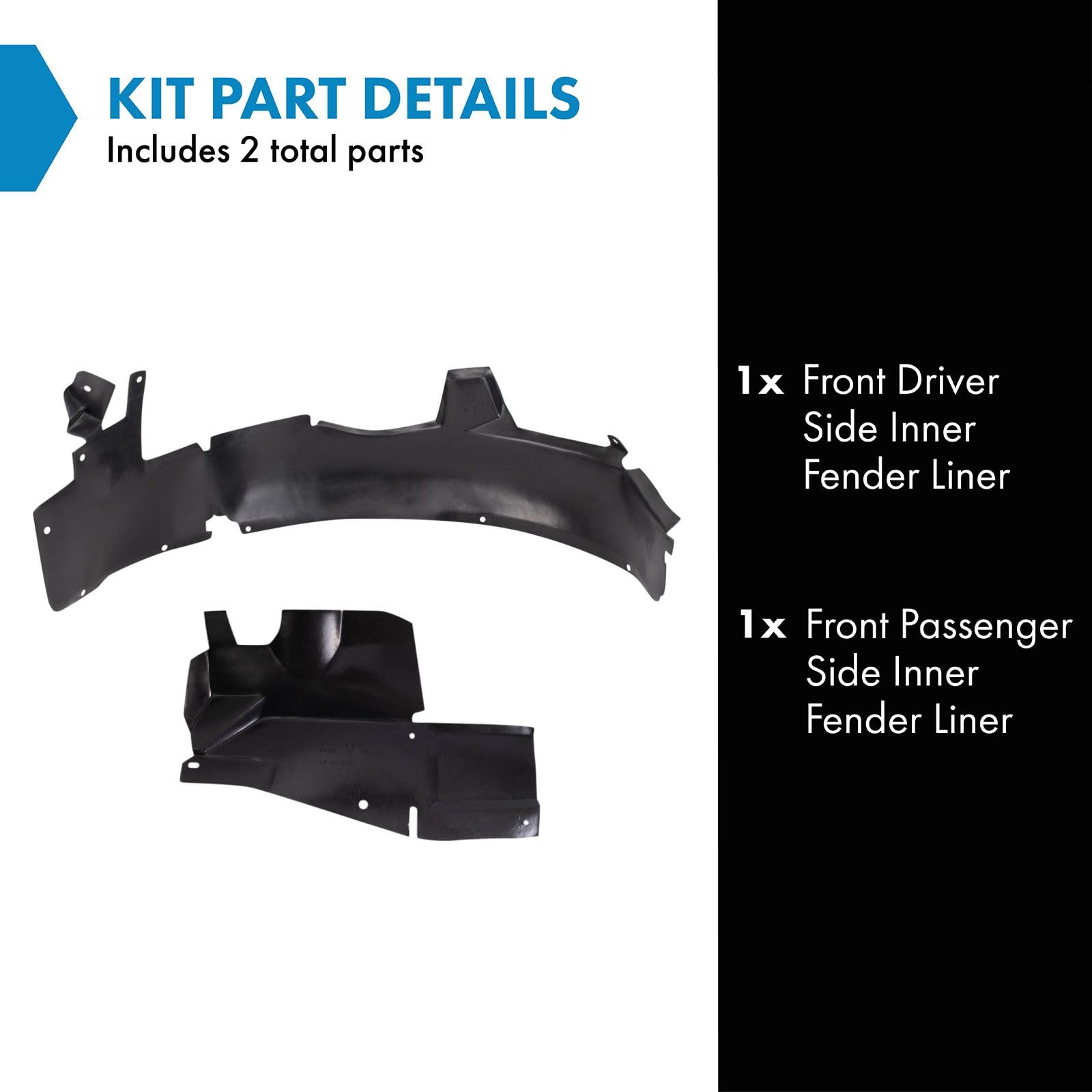 Trq Front Inner Fender Liner Set Compatible With 2006-2007 Chevrolet Monte Carlo Gm1250134 Gm1251126