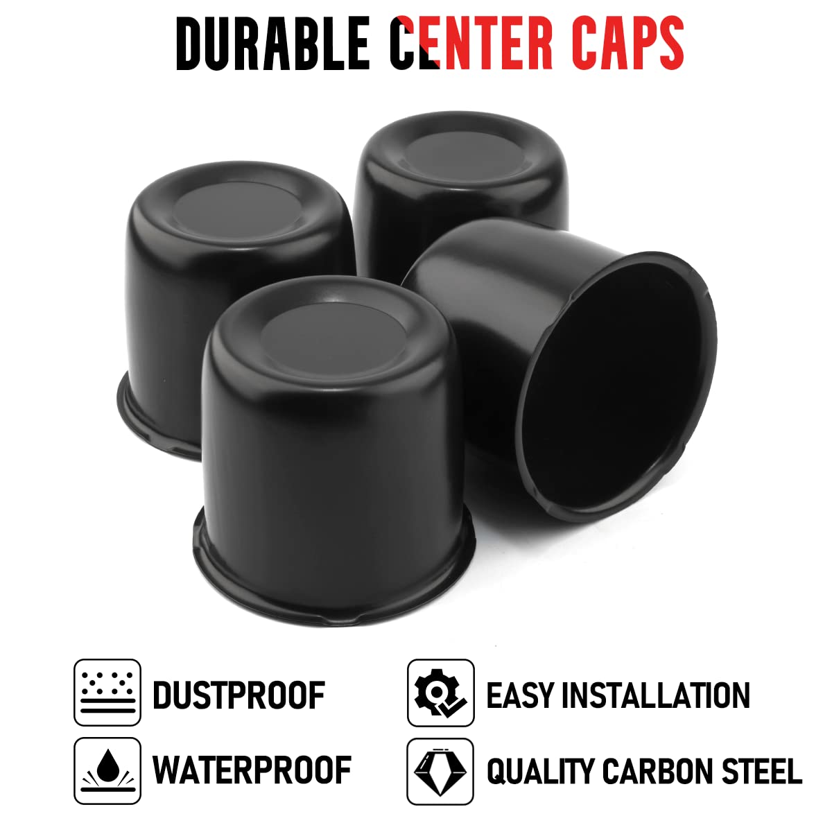 Rtrhinotuning 4Pcs 3.31 84Mm Push Through Center Caps Wheel Center Caps For Truck Trailer Wheel Rim, 3.31 Hub, 3.03 H Matt Black Hub Caps