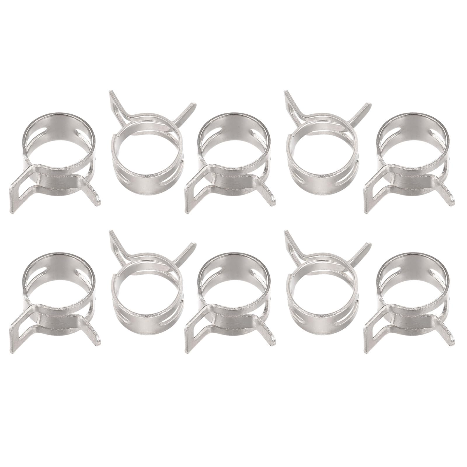 uxcell 10pcs 12mm Spring Band Type Action Fuel/Silicone Vacuum Hose Pipe Clamp Low Pressure Air Clip Clamp, Nickel Plated