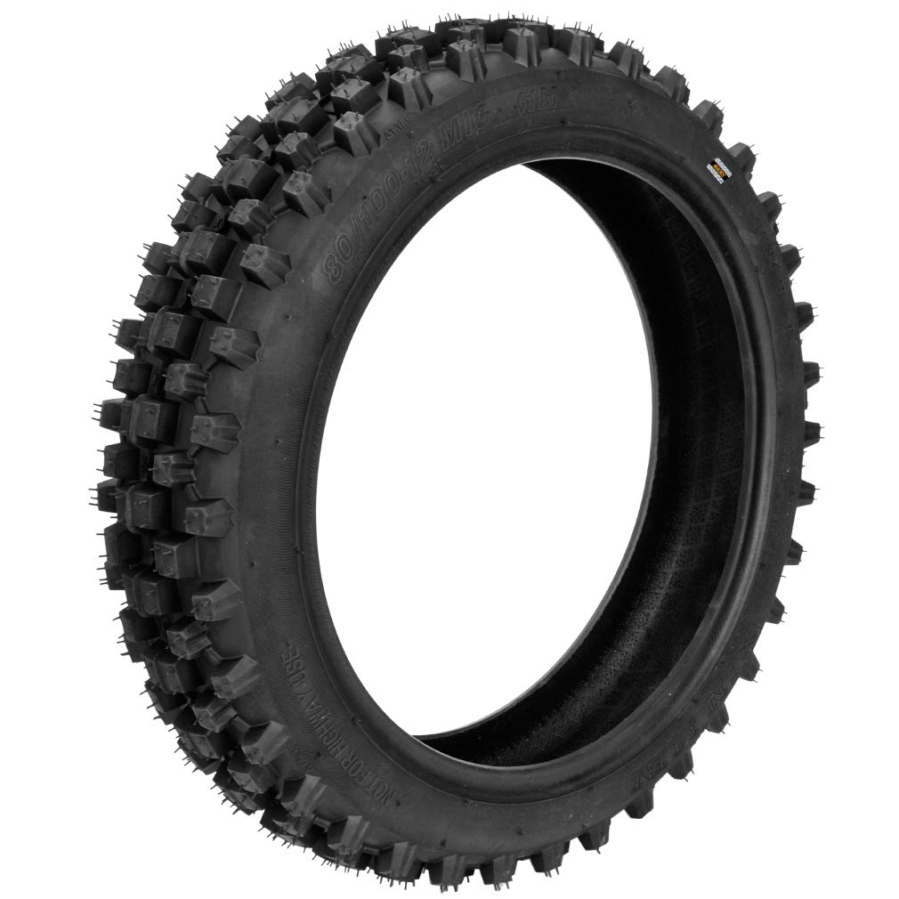 HIAORS Dirt Bike Rear Tire & Inner Tube 80/100-12 Compatible with 90cc-125cc Motorcycles