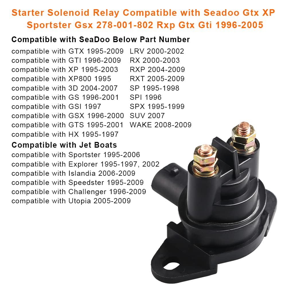 WATERWICH Starter Solenoid Relay Compatible with Seadoo GTX XP Sportster Gsx 278-001-802 Rxp GTX GTI Explorer Islandia Speedster