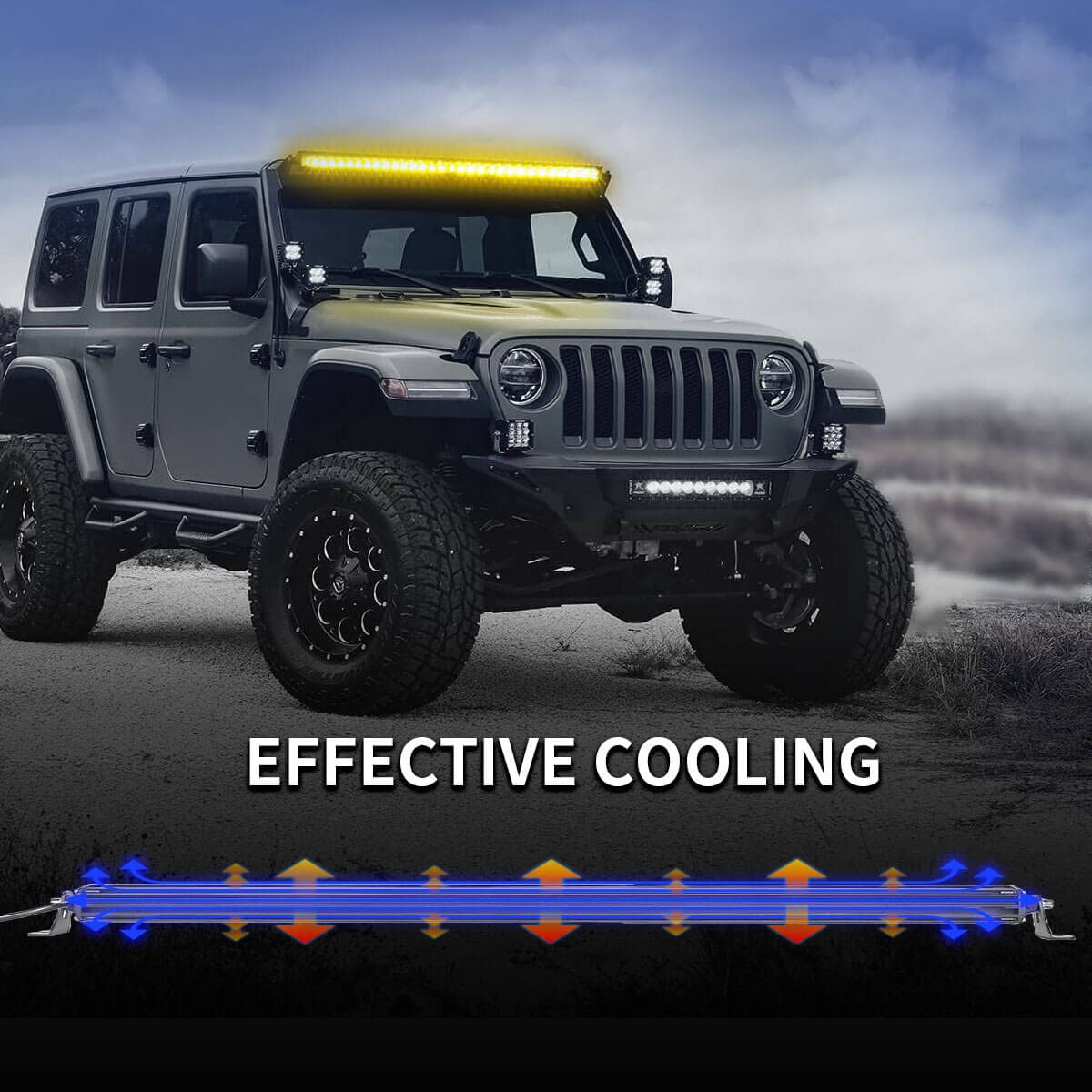 LASFIT 42" Amber LED Light Bar, IP67 Waterproof, Spot Flood Combo, Model LW42CBSTA