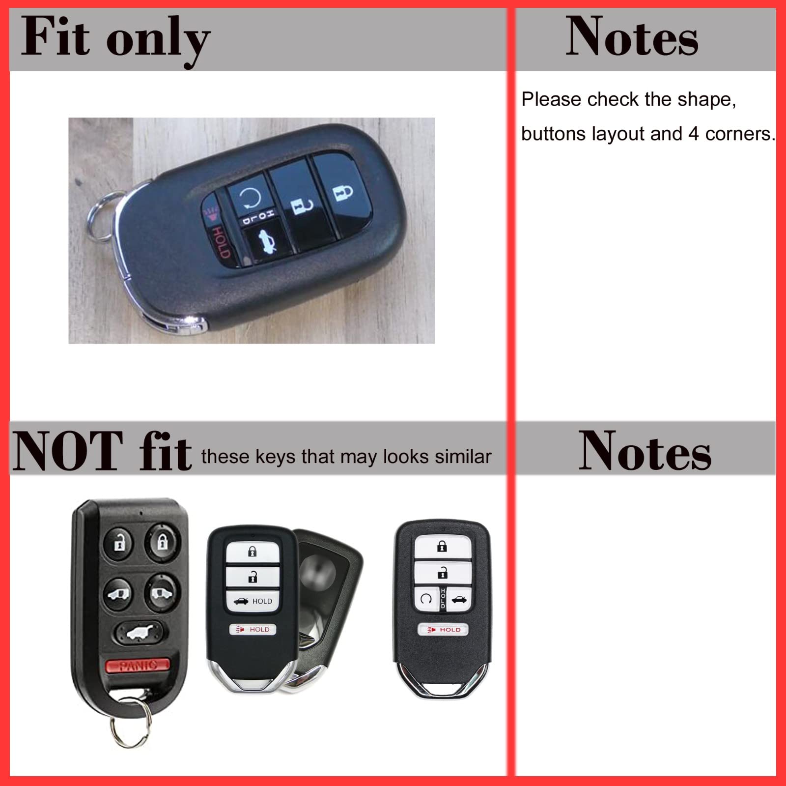 2-Layers Hybrid Combo Carbon Key Fob Cover + Keychain For 2022 2023 Honda Civic Accord Cr-V Hr-V V Pilot Si Ex Ex-L Touring