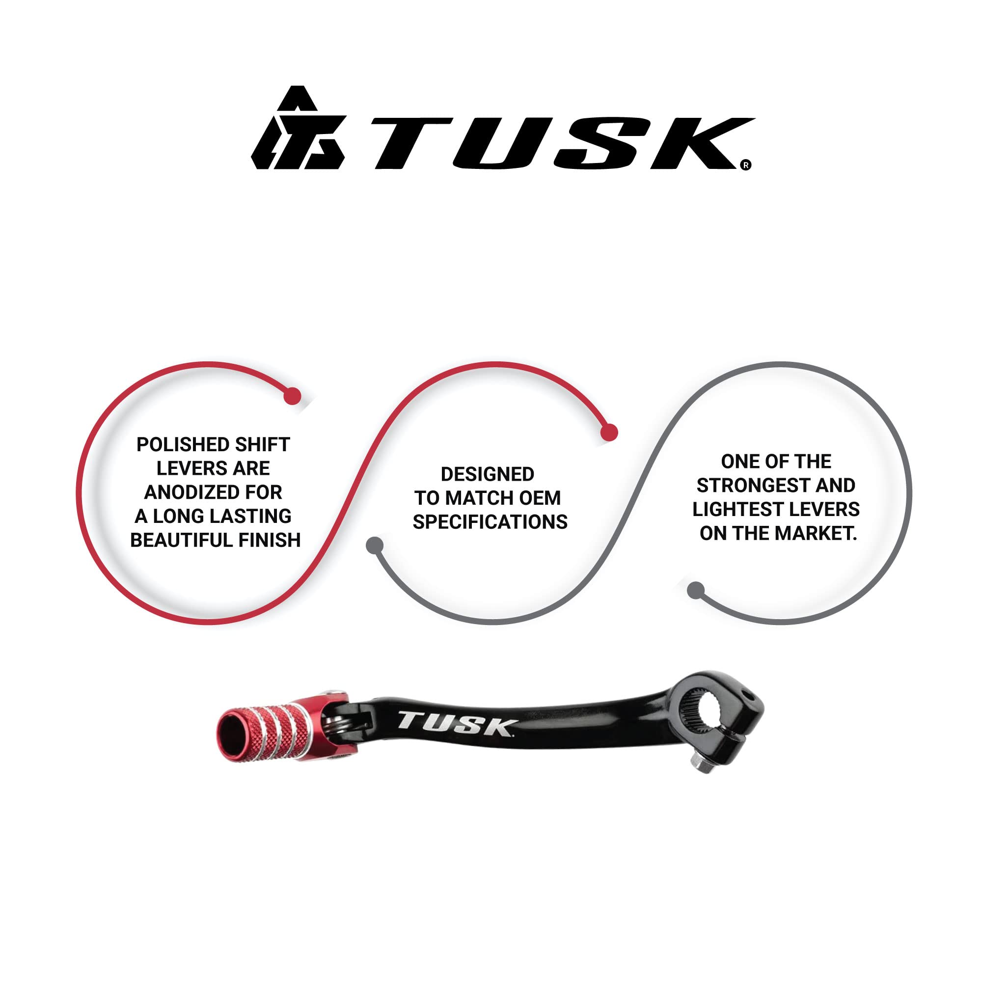 Tusk Folding Shift Lever Black/Red Tip - Fits: Honda Crf125F (Big Wheel) 2014-2019