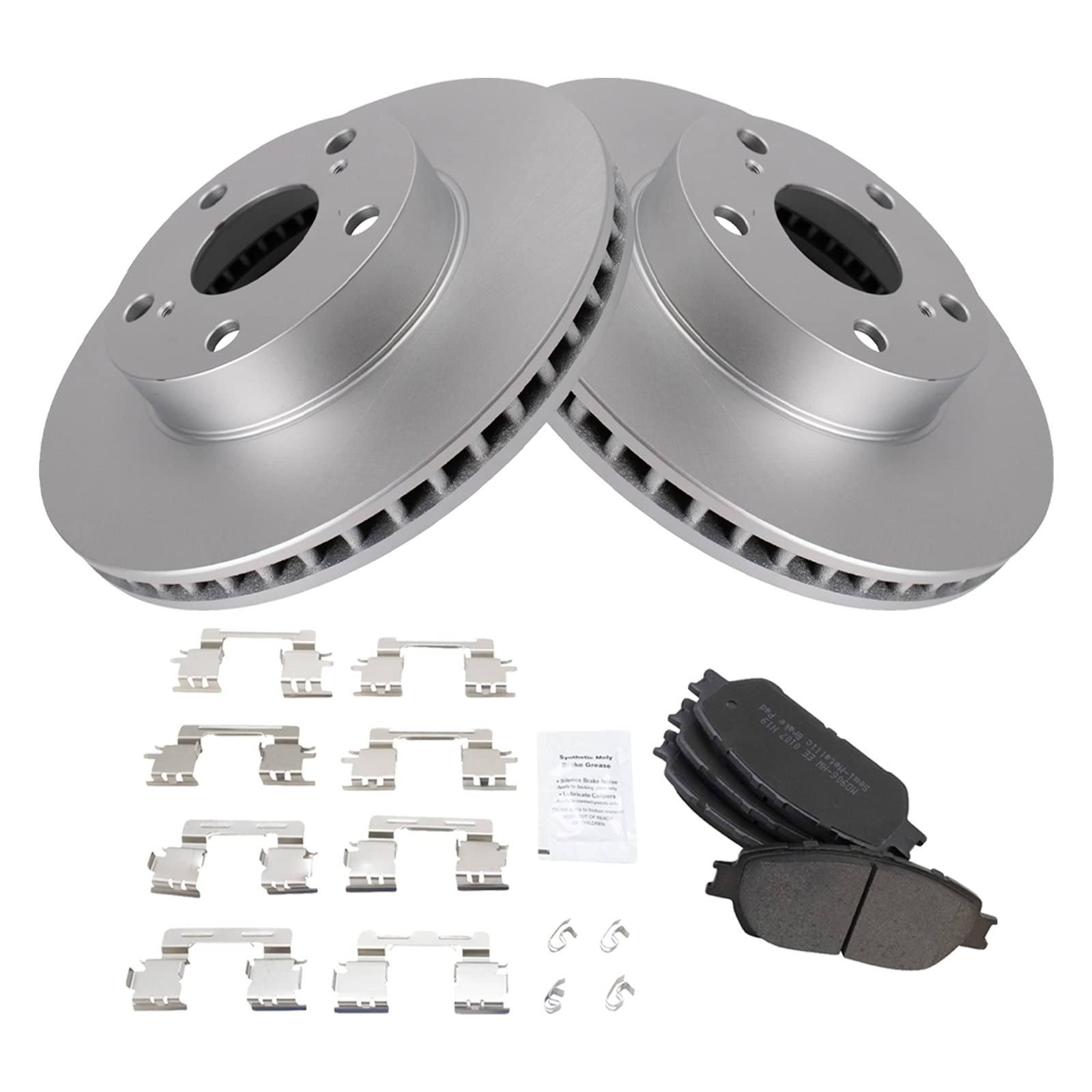 Trq Front Brake Pad & Rotor Kit Brake Pads Brake Rotor Semi-Metallic Premium G-Coated Compatible With 2005-2015 Toyota Tacoma