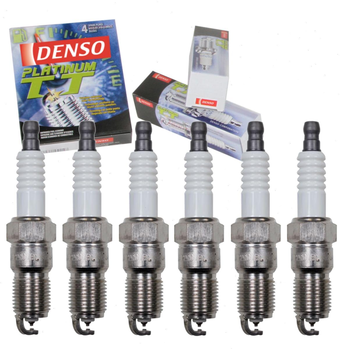 6 pc DENSO Platinum TT Spark Plugs compatible with Chevrolet Impala 3.4L 3.5L 3.8L 3.9L V6 2000-2011