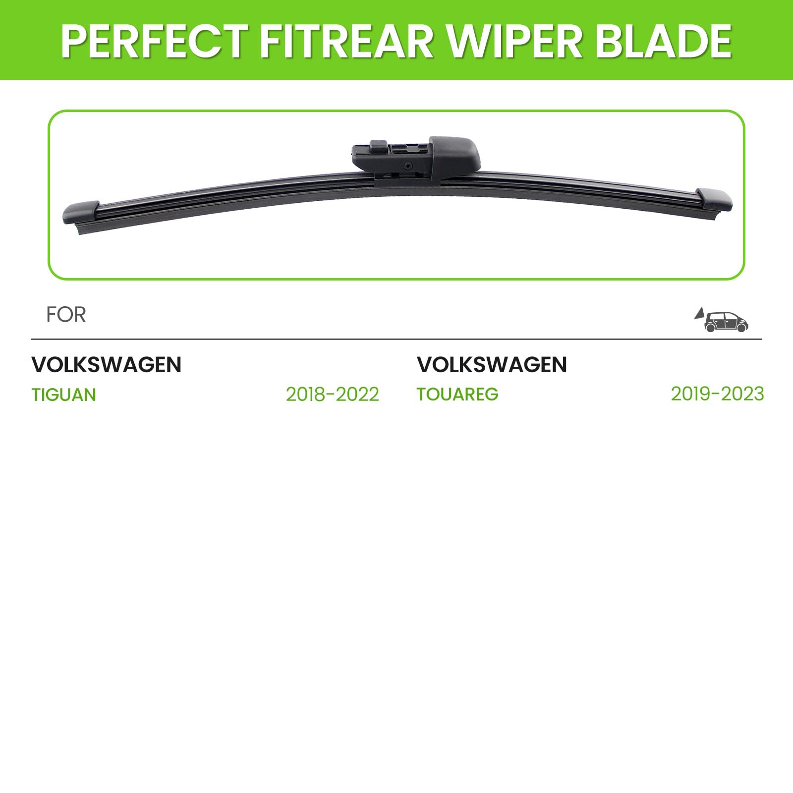 PARRATI 15'' Premium Rear Wiper Blades All-Season Replacement for 2018+ Volkswagen Tiguan,2019+ Touareg Rear Windshield Wipers-(