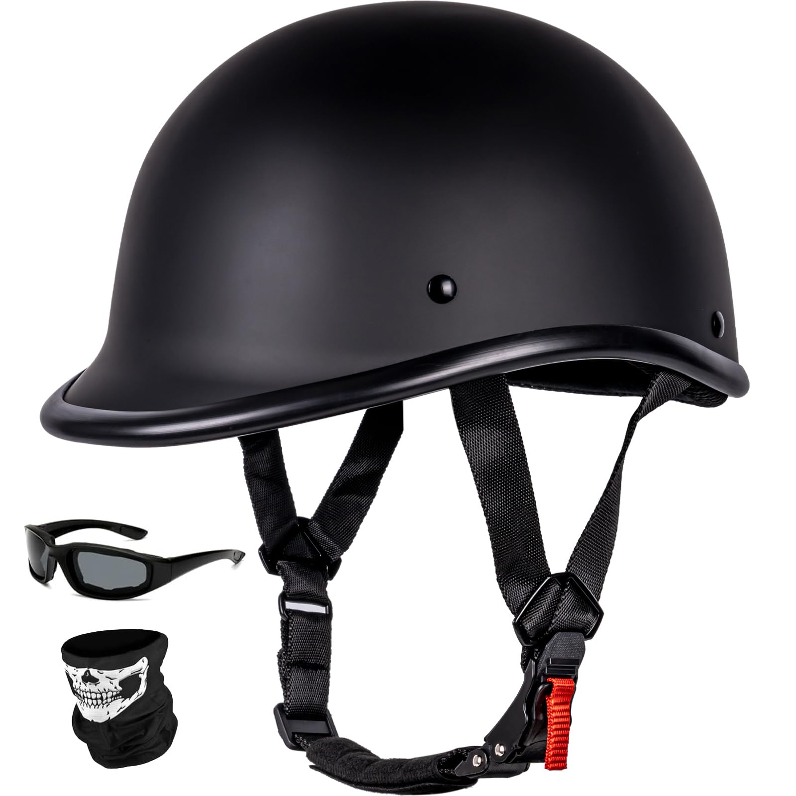 Yesmotor Vintage Motorcycle Half Helmet - Lightweight Low Profile Open-Face Half-Face Helmet - Dot Approved (Matte Black, M)