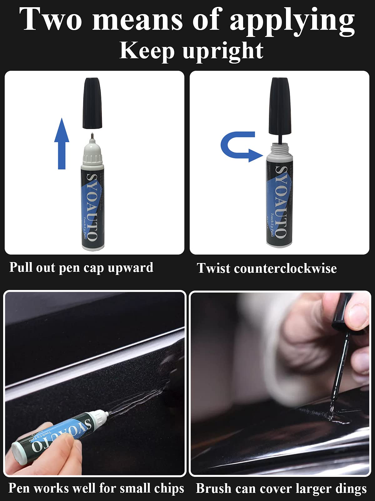 SYOAUTO Pearl Black Touch Up Paint for Cars Auto Touch up Paint Scratch Repair Automotive Paint Scratch Remover 2 in 1 Pearl Bla