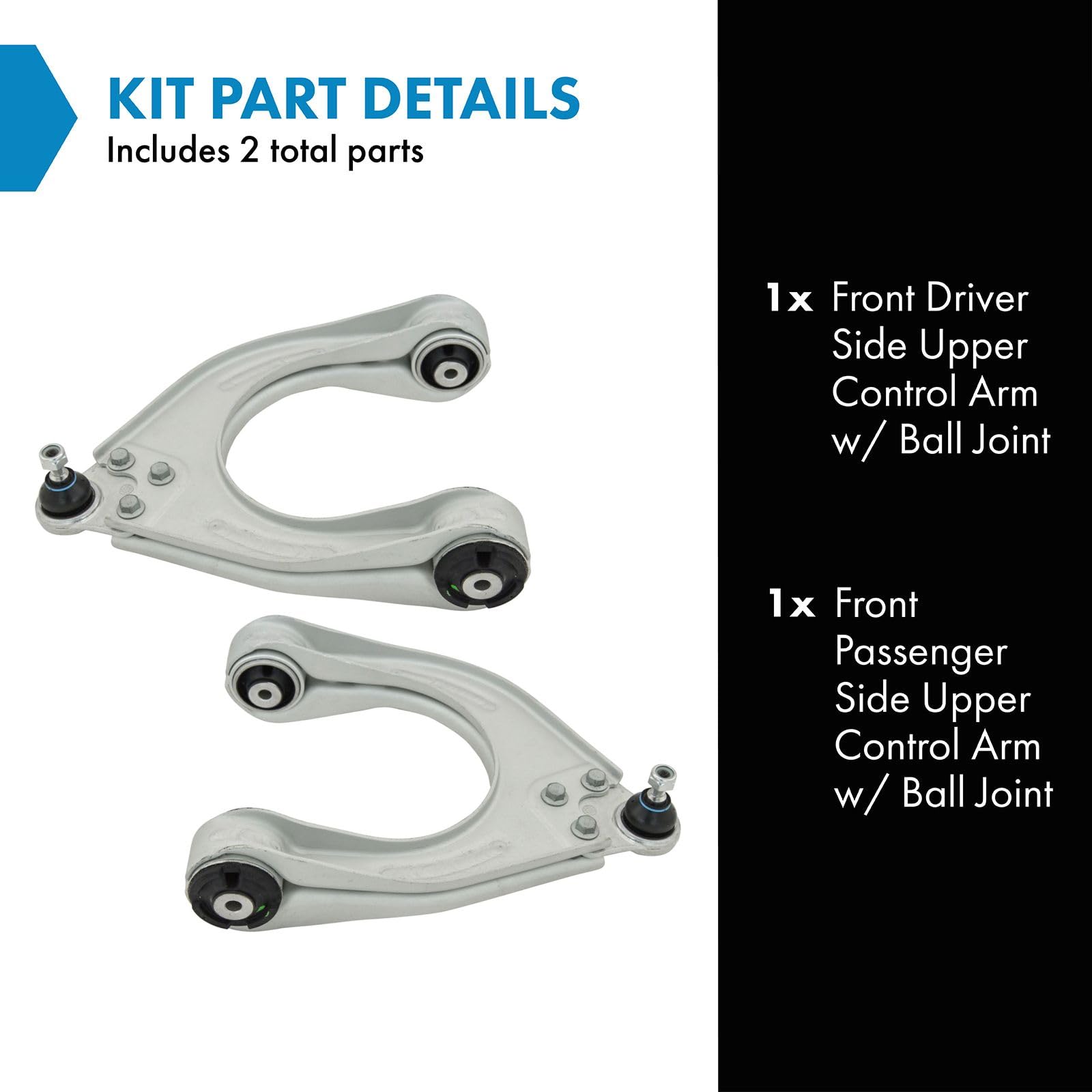 Trq Front Upper Control Arm With Ball Joint Set Compatible With 03-11 Mercedes-Benz