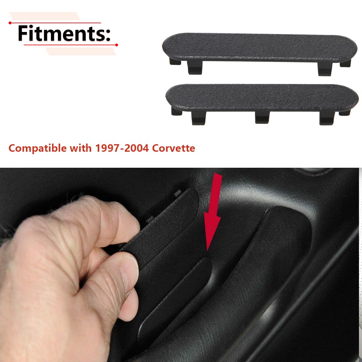 Rlb-Hilon 1 Pair Door Panel Handle Plug Screw Cover Trim Compatible With Chevy Corvette C5 1997 1998 1999 2000 2001 2002 2003 20