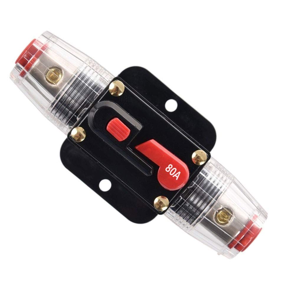 Rkurck 80 Amp Circuit Breaker Manual Reset Inline Fuse Inverter For Car Marine Trolling Motors Boat Atv Audio Solar Inverter Sys