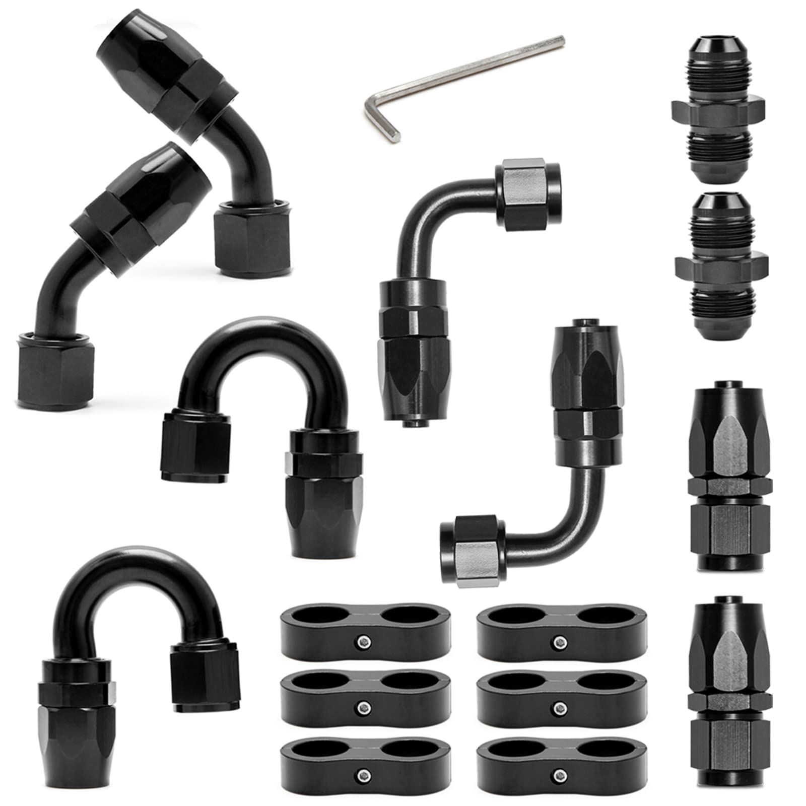 6An Swivel Fuel Hose End Fitting Straight 45 Degree 90 Degree 180 Degree 6An Hose Separator Clamp 6An To 6An Male Coupler Adapte