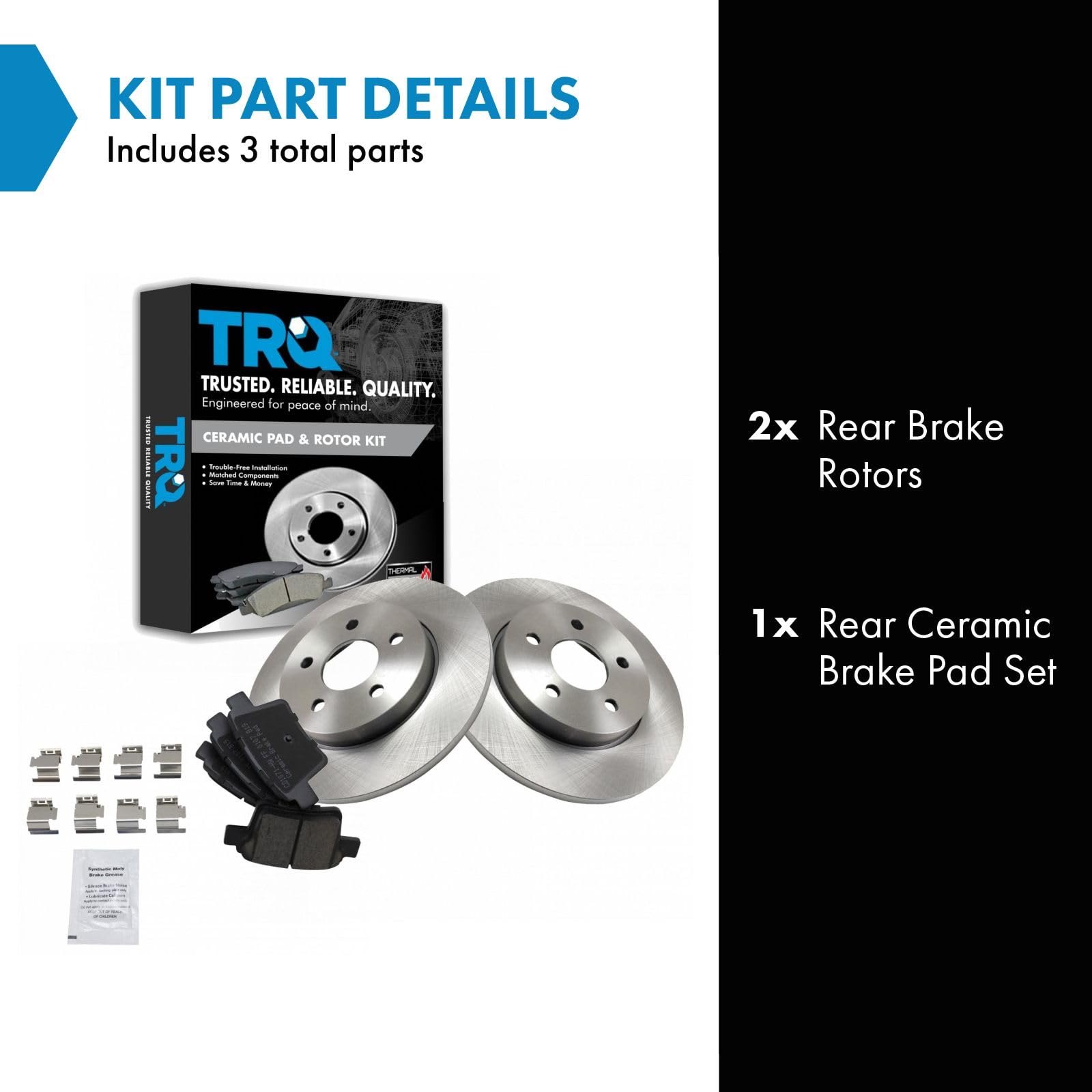 Trq Rear Brake Pad & Rotor Kit Brake Pads Brake Rotor Ceramic Compatible With 2005-2008 Jaguar X-Type