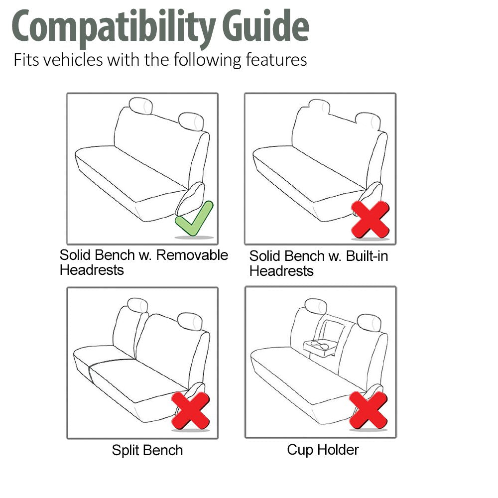 FH Group Universal Solid Bench Car Seat Cover, Rear Set, Polyester, Red/Black, Fits Cars, Trucks & SUVs, Model FB050R010-FBA