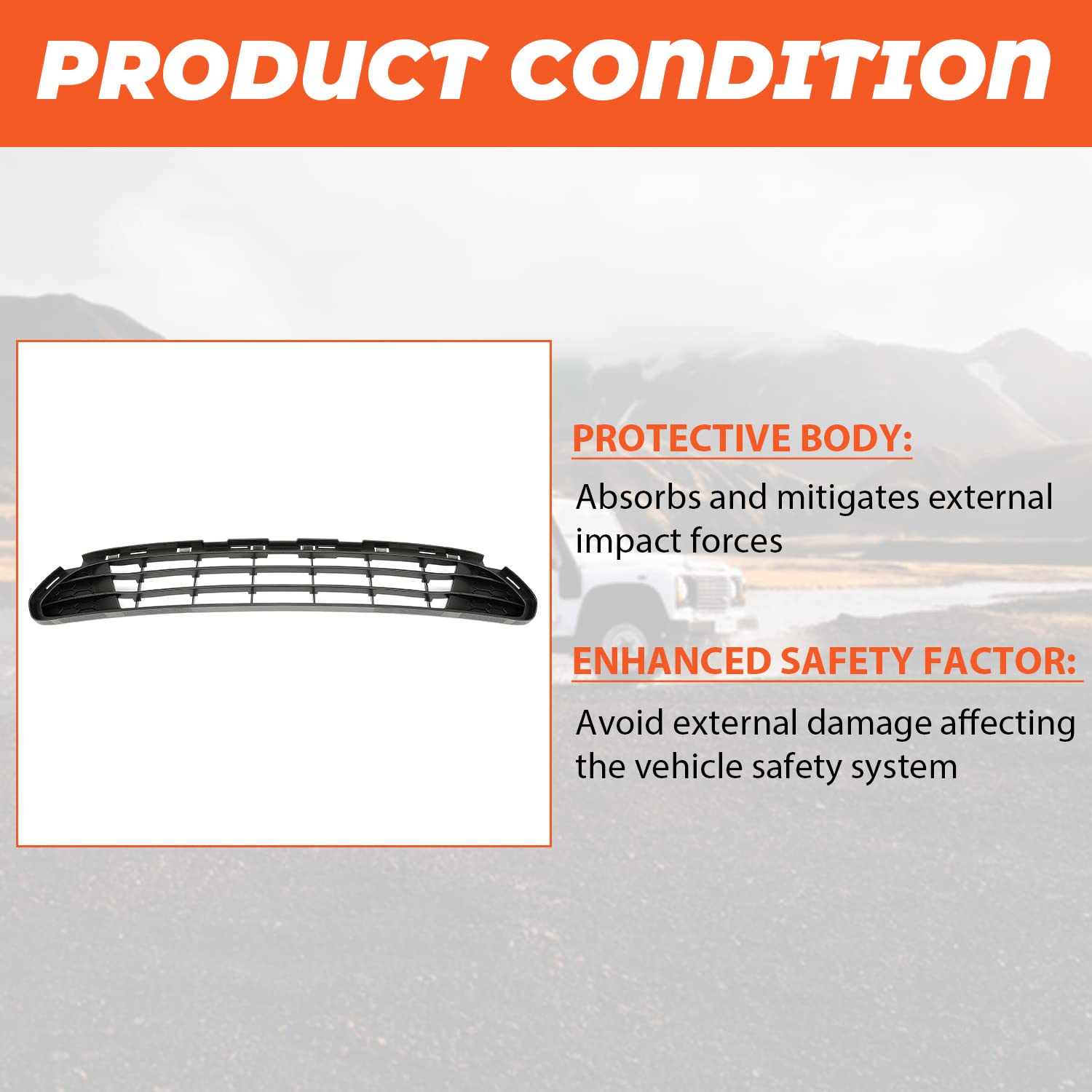 Kojem Front Bumper Lower Grille Replacement for 2010-2012 Ford Fusion Hybrid, Black Plastic, Model AP-567-2