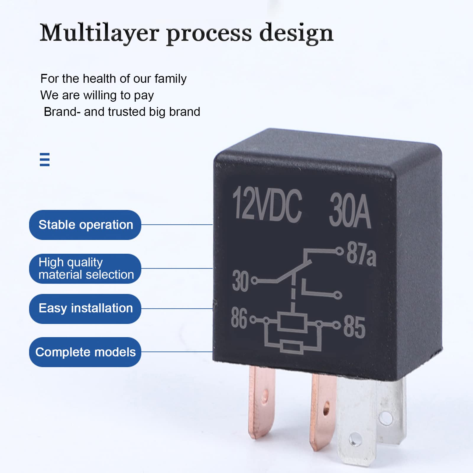 jeseny 2 Pack Car 5 Pin 12V 30A Relay, High Performance Waterproof Stable Relay, Multi-Purpose Relay Heavy Duty Standard Relay K