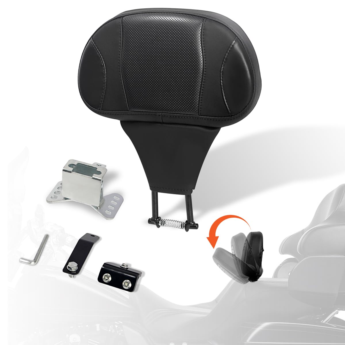 FOVPLUE Adjustable Rider Backrest,Detachable Plug-in Driver Backrest Pad w/Mounting Kit for Harley Touring 2009-2025,for CVO Roa