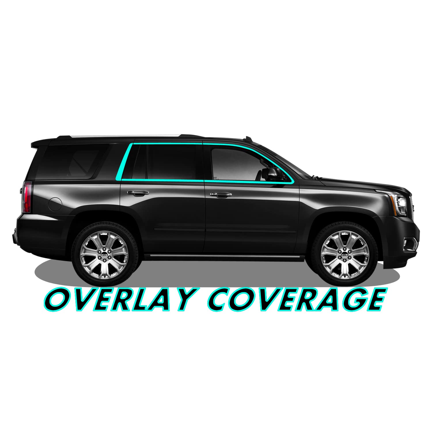 SlickMod Chrome Delete Vinyl Overlay for 2015-2020 GMC Yukon, Gloss Black, Model GM-YUK-1520-CTD