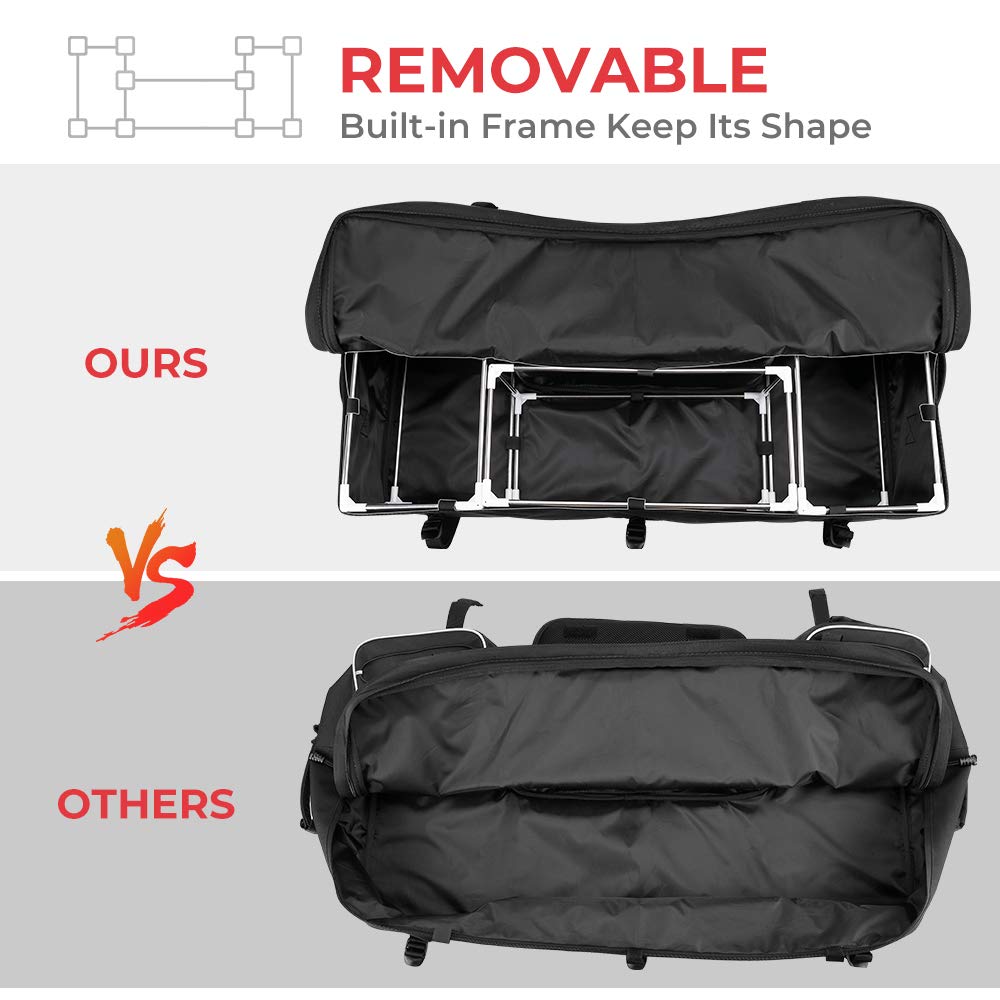 KEMIMOTO ATV Storage Bags, 50L ATV Rear Seat Storage Bag Water-Resistant Four Wheeler Gear Bag Back Seat with Built-In Frame, Re