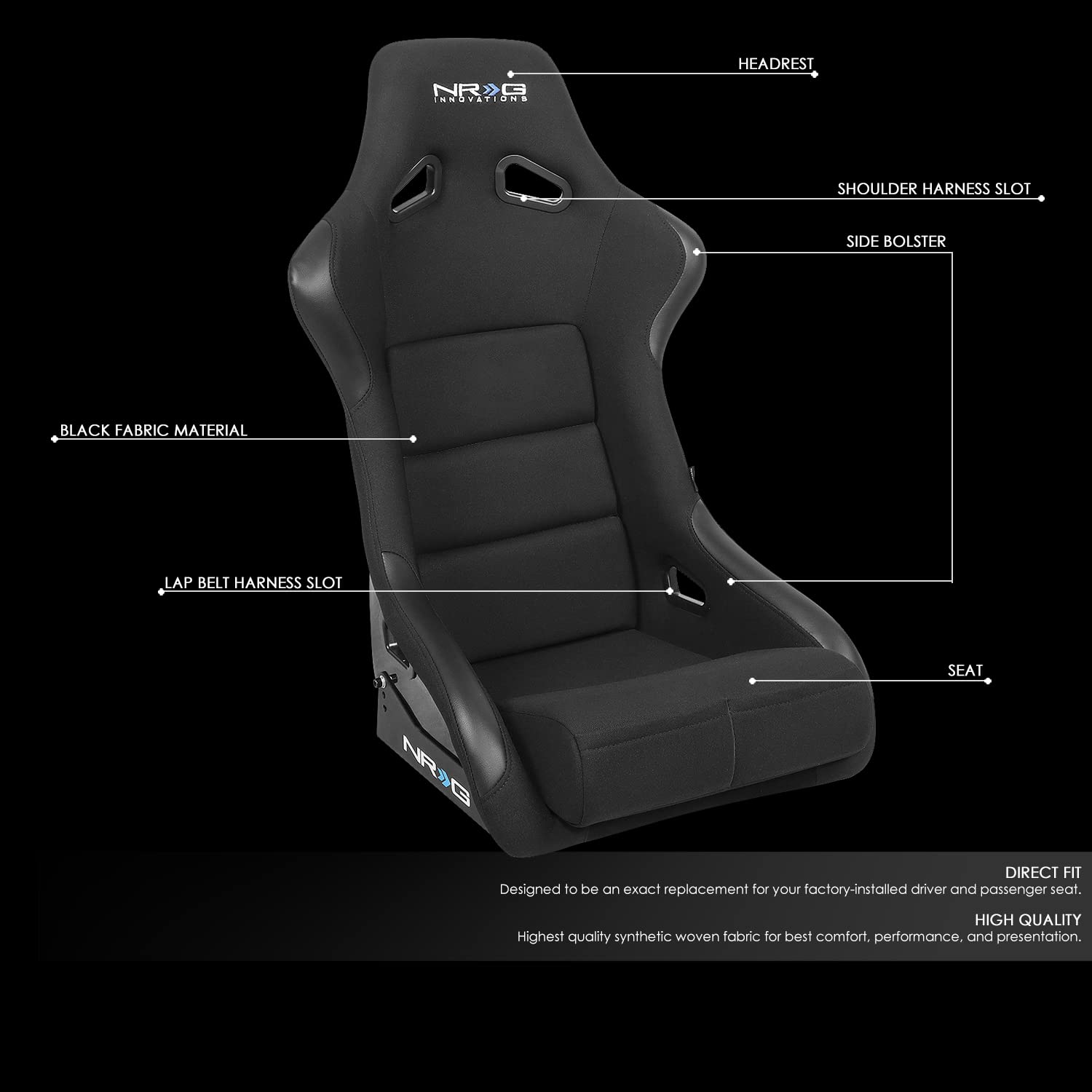 NRG Innovations FRP-301 Race Style Bolster/Lumbar Bucket Seat (Large)