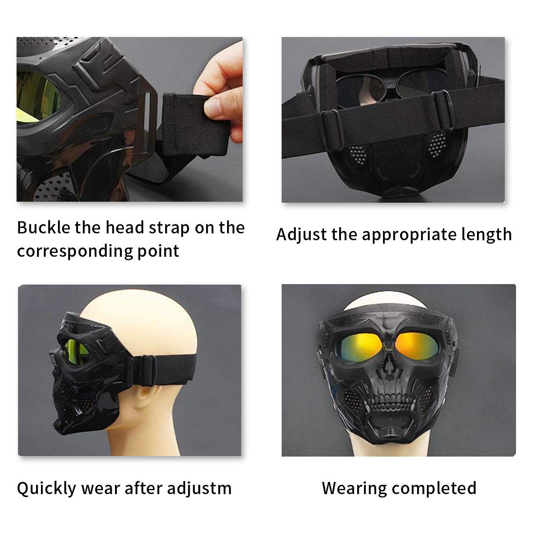 Myuilor Skull Messenger Mask Goggles, Halloween Cotton, Model 1