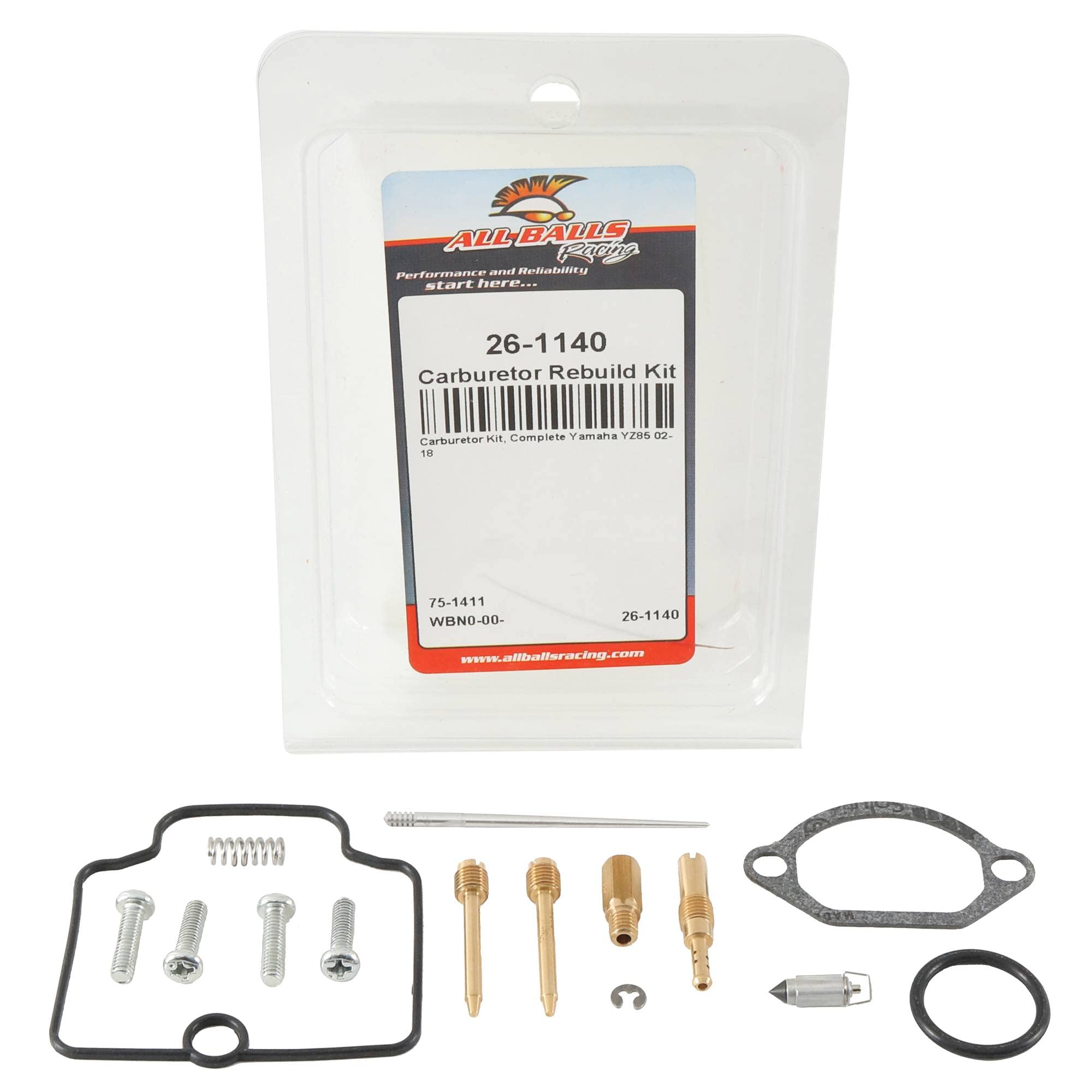 All Balls Racing Carburetor Rebuild Kit 26-1140 Compatible With/Replacement For Yamaha Yz85 2002-2018