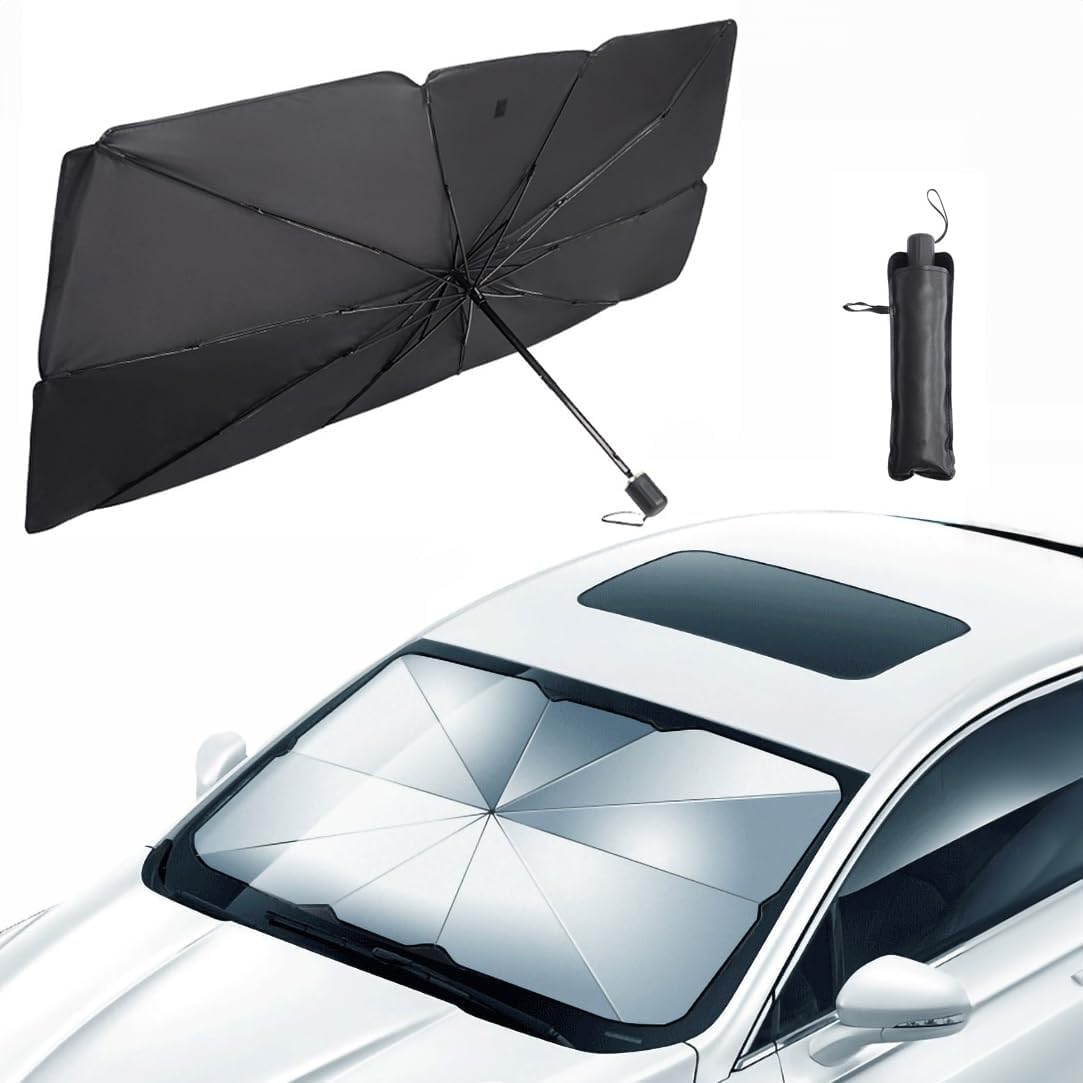 Deoxys Sun Shade Umbrella, Foldable Sunshades Umbrella to Block UV Rays, 360 Rotation Sun Visor Protector for Front Windshield, 