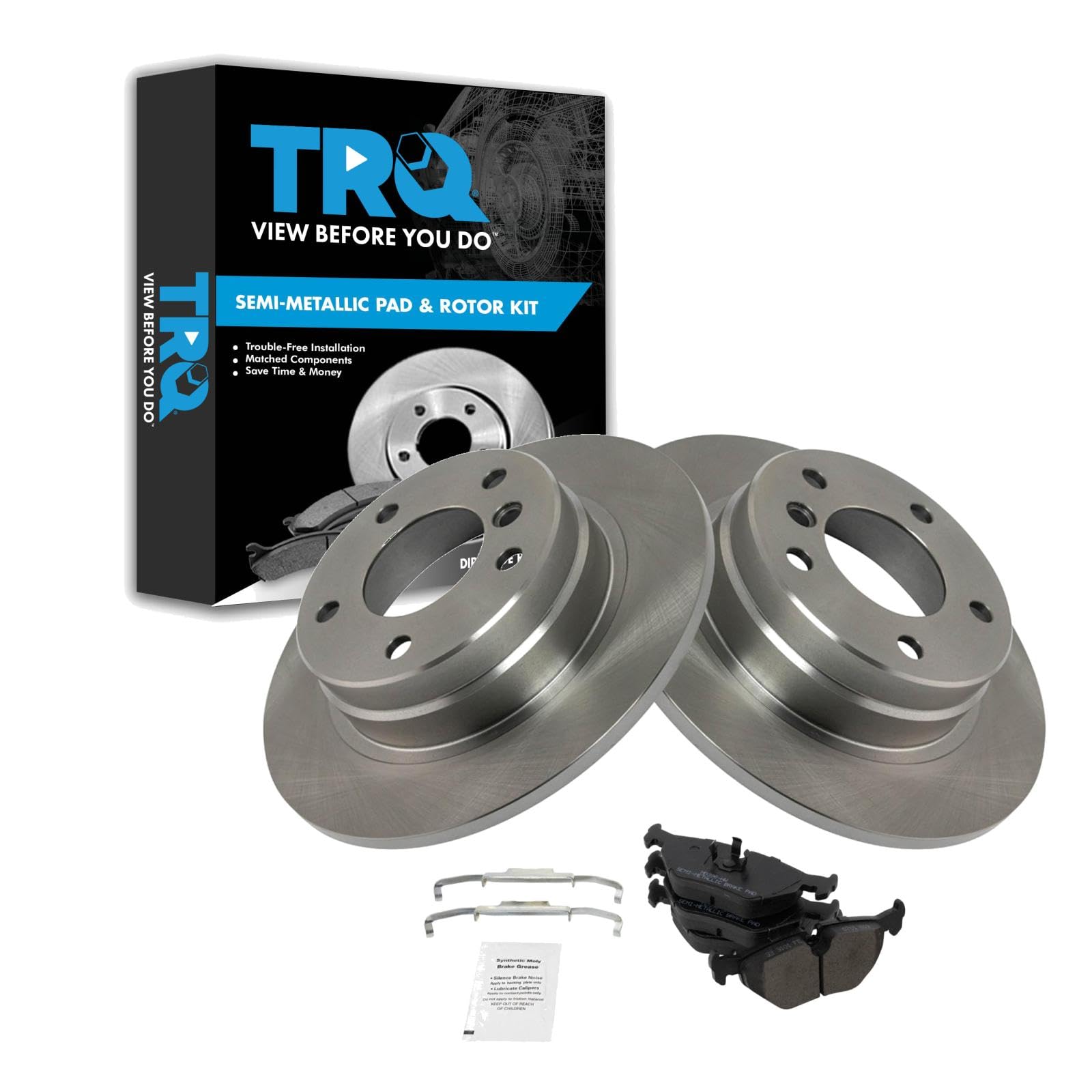 Trq Rear Brake Pad & Rotor Kit Brake Pads Brake Rotor Semi-Metallic Compatible With 1992-1998 Bmw 318I 1992-1997 318Is 1998-1999
