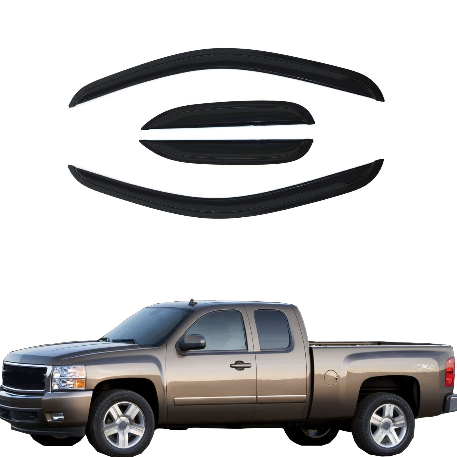 Gldifa Smoke Window Visors Compatible With 2006-2012 Toyota Rav4 Wind Deflectors Sun/Rain Guards 94608