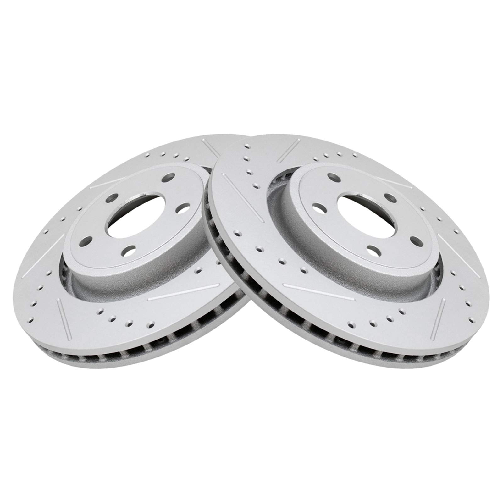 Trq Front Performance Brake Rotors Set Premium G-Coated Cross Drilled & Slotted Compatible With 2011-2022 Dodge Durango 2011-202