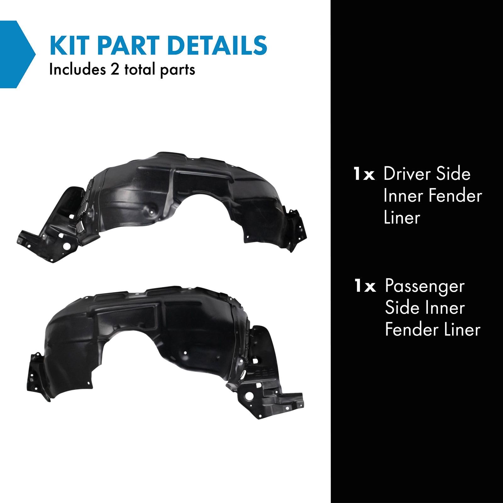 Trq Inner Fender Liner Set Compatible With 2013-2015 Lexus Rx350 Rx450H Lx1248120 Lx1249120