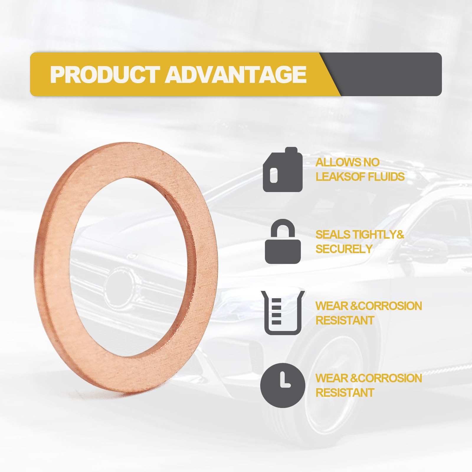 15 Pcs Oil Drain Plug Gasket - 14mm OEM Copper Oil Drain Plug Washer Gaskets - Compatible/Replacement for Mercedes Oil Crush Was