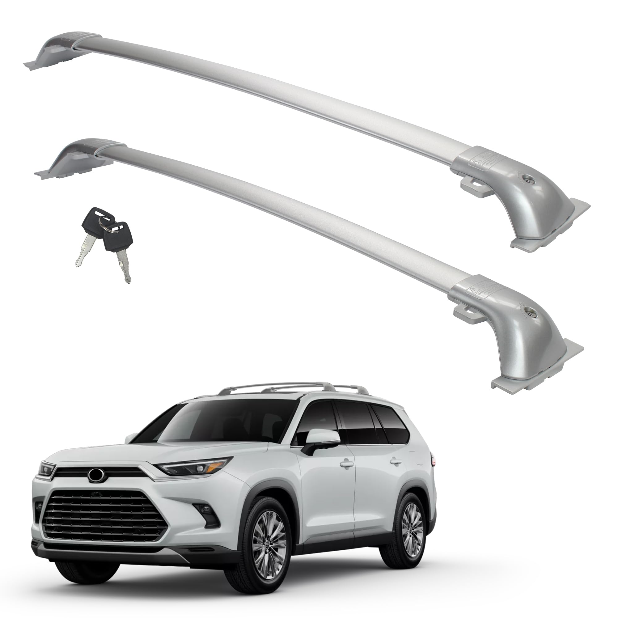 Autekcomma Heavy Duty Silver Upgraded Roof Rack Crossbar Compatible With Toyota Grand Highlander 2023Up .Max 260Lb Loading Weigh