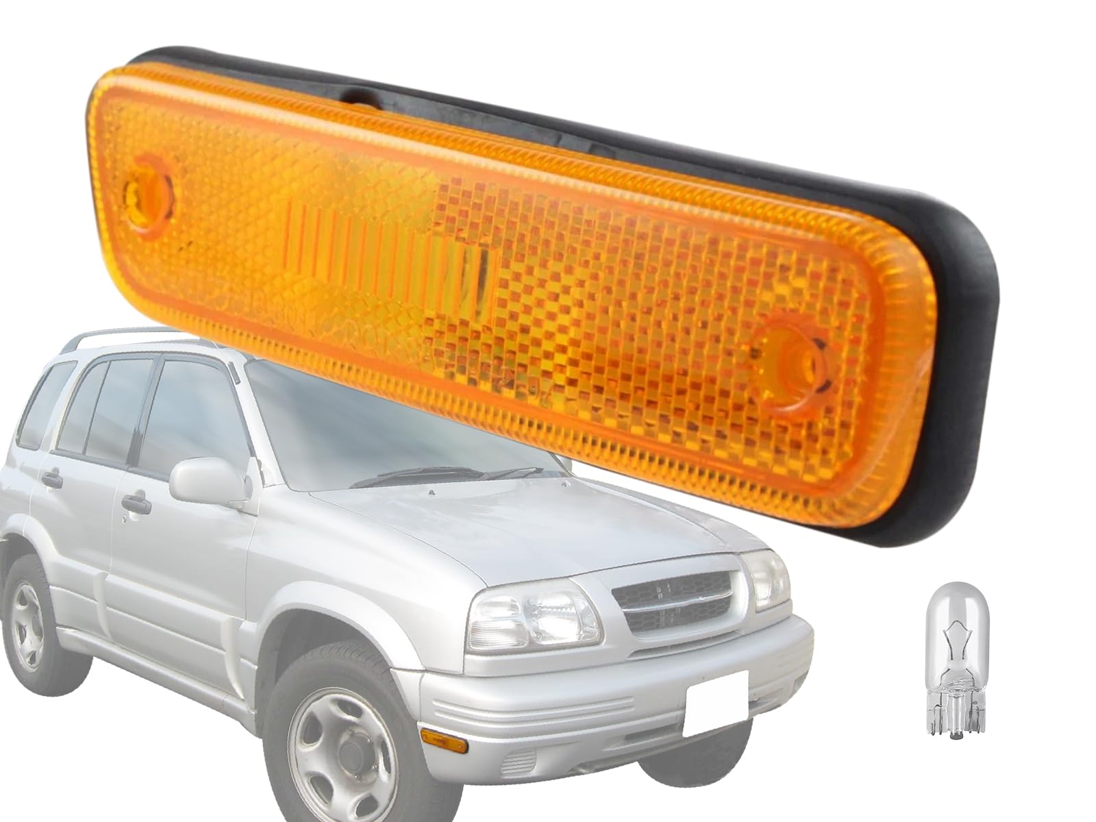 KAP Replacement for Front Bumper Halogen Side Marker Lights 1995-2005 Grand Vitara 2001-2003 XL-7 Passenger Right Side with Bulb