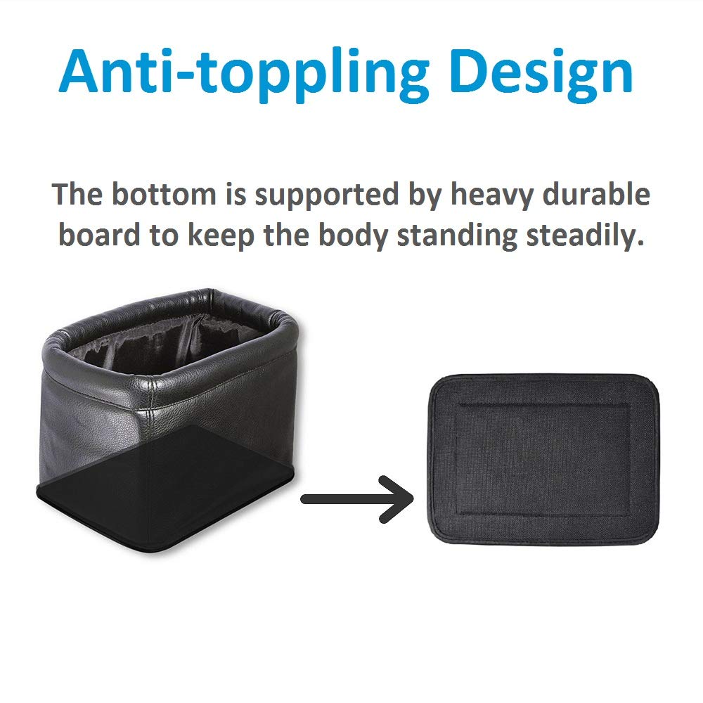 KINGBERWI Leather Car Trash Can - Luxury Leakproof Garbage Organizer for Cars & Trucks, Black Model 5864171310