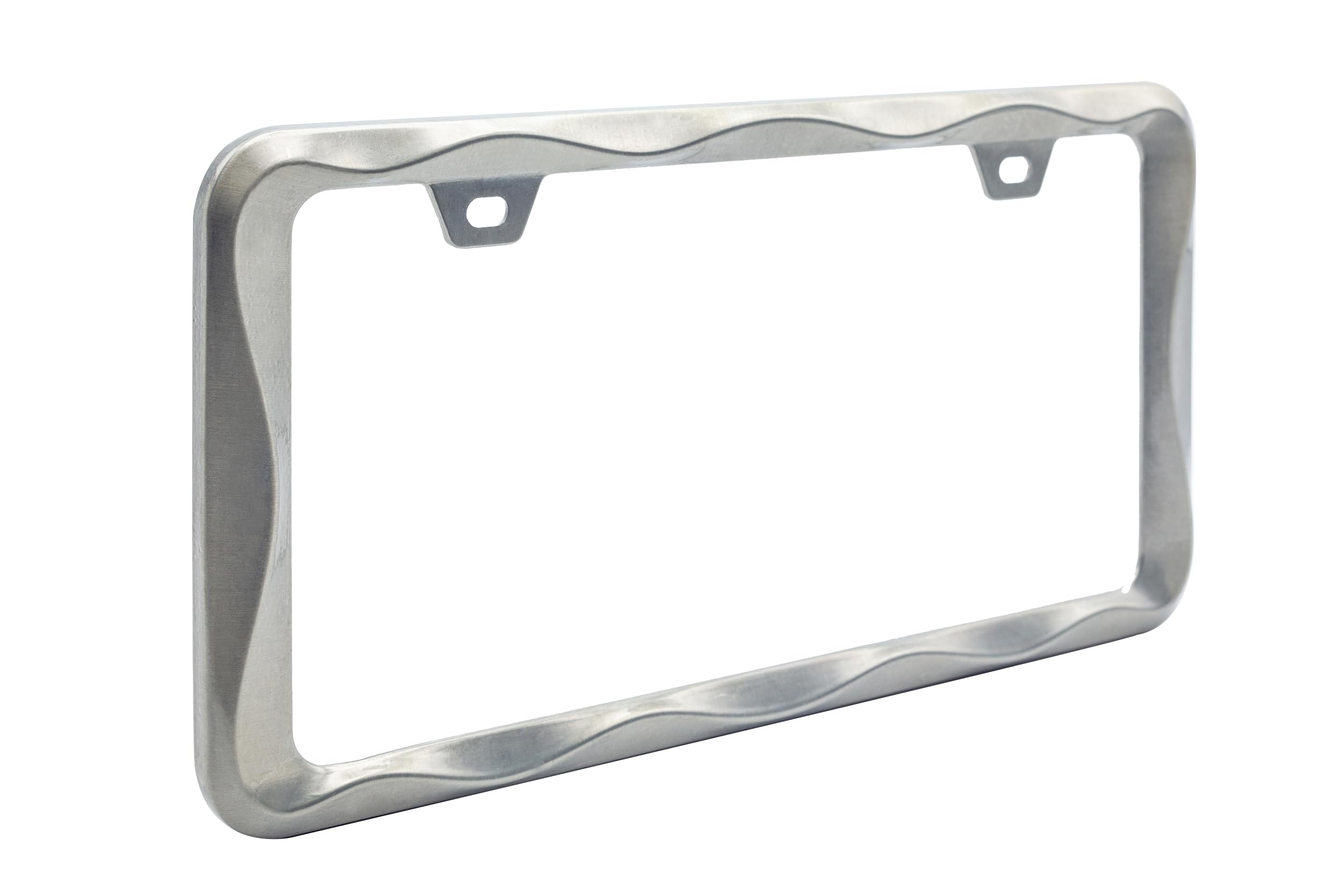Creathome 3D Curly Wave Pattern Brush Nickel License Plate Frame - Zinc Alloy Metal, Brush Nickel, 1 Size