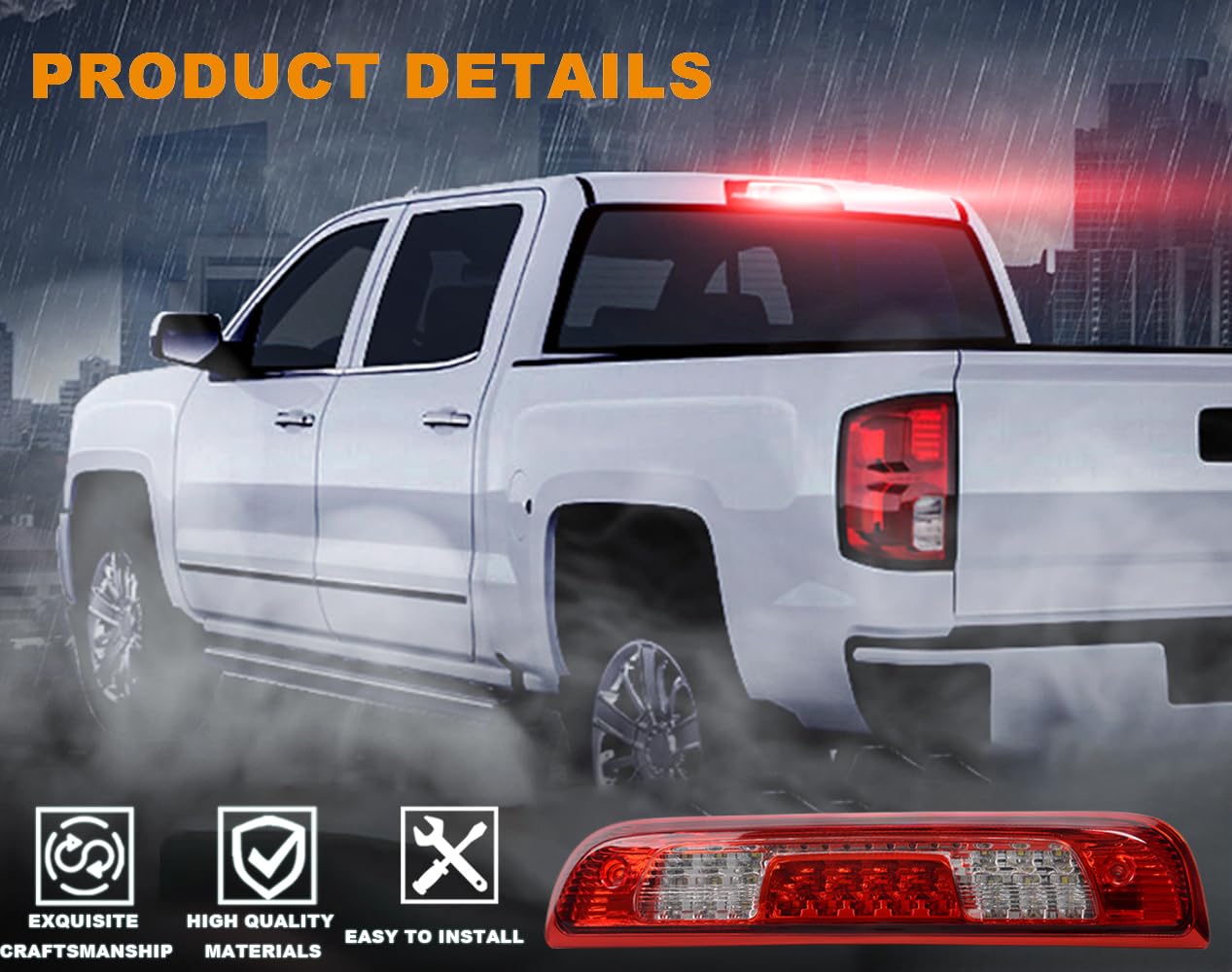 G-Plus Led Third Brake Light, Compatible With Chevy Silverado/Gmc Sierra 1500/2500Hd/3500 2014-2018 Rear 3Rd Cargo Led Tail Lamp