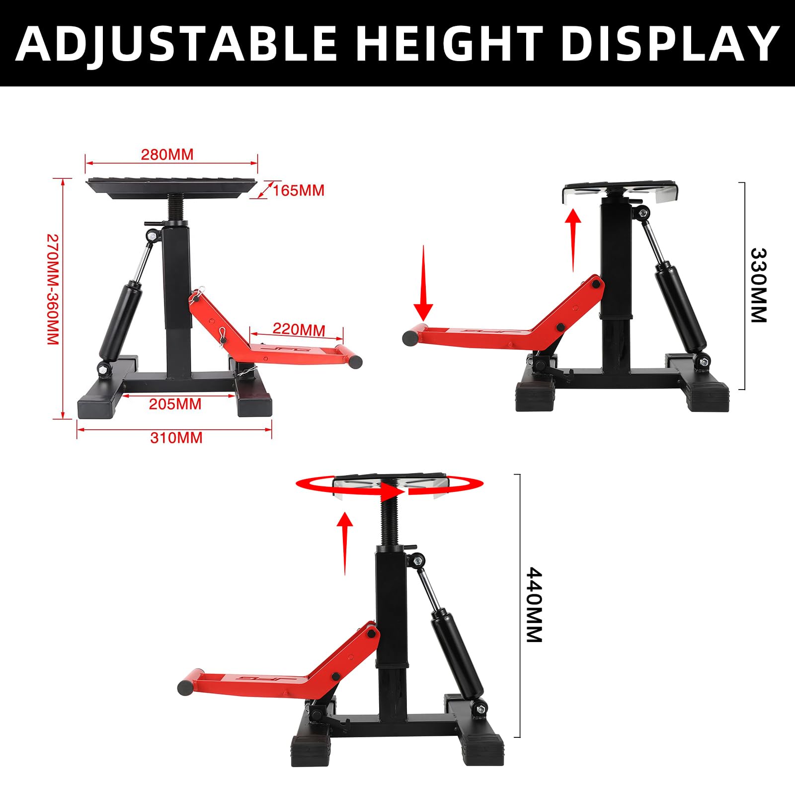 Jfg Racing Motorcycle Dirt Bike Stand Lift Jack Hoist Table Height Adjustable Lifting Stand,Ideal For Dirt Pit Bike Repair&Maint