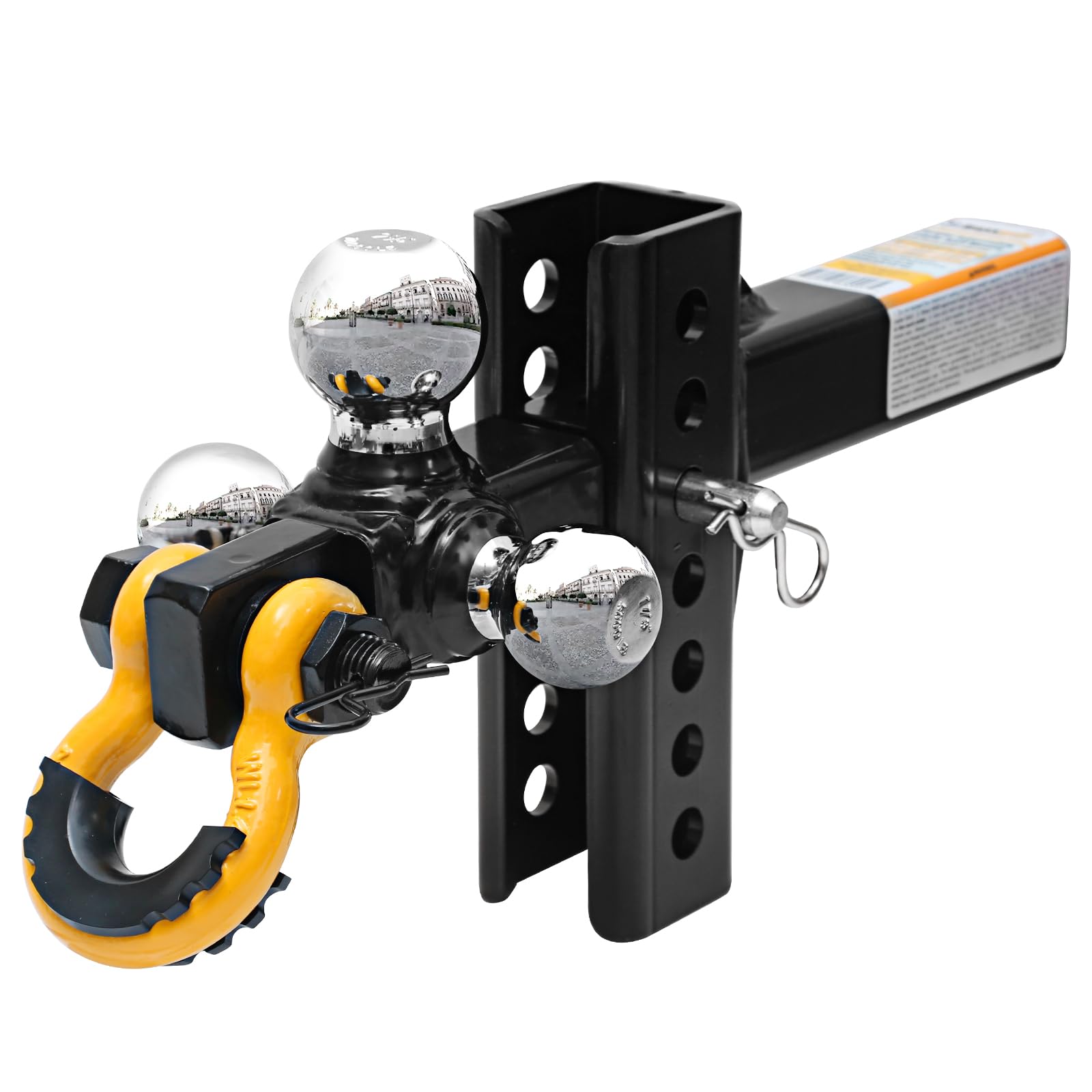Maxxhaul 51003 Trailer Hitch Tri Ball Mount With Hook Pin Rotatable Tow Shackle 2 In Receiver 12000 Lbs Capacity Heavy Duty With